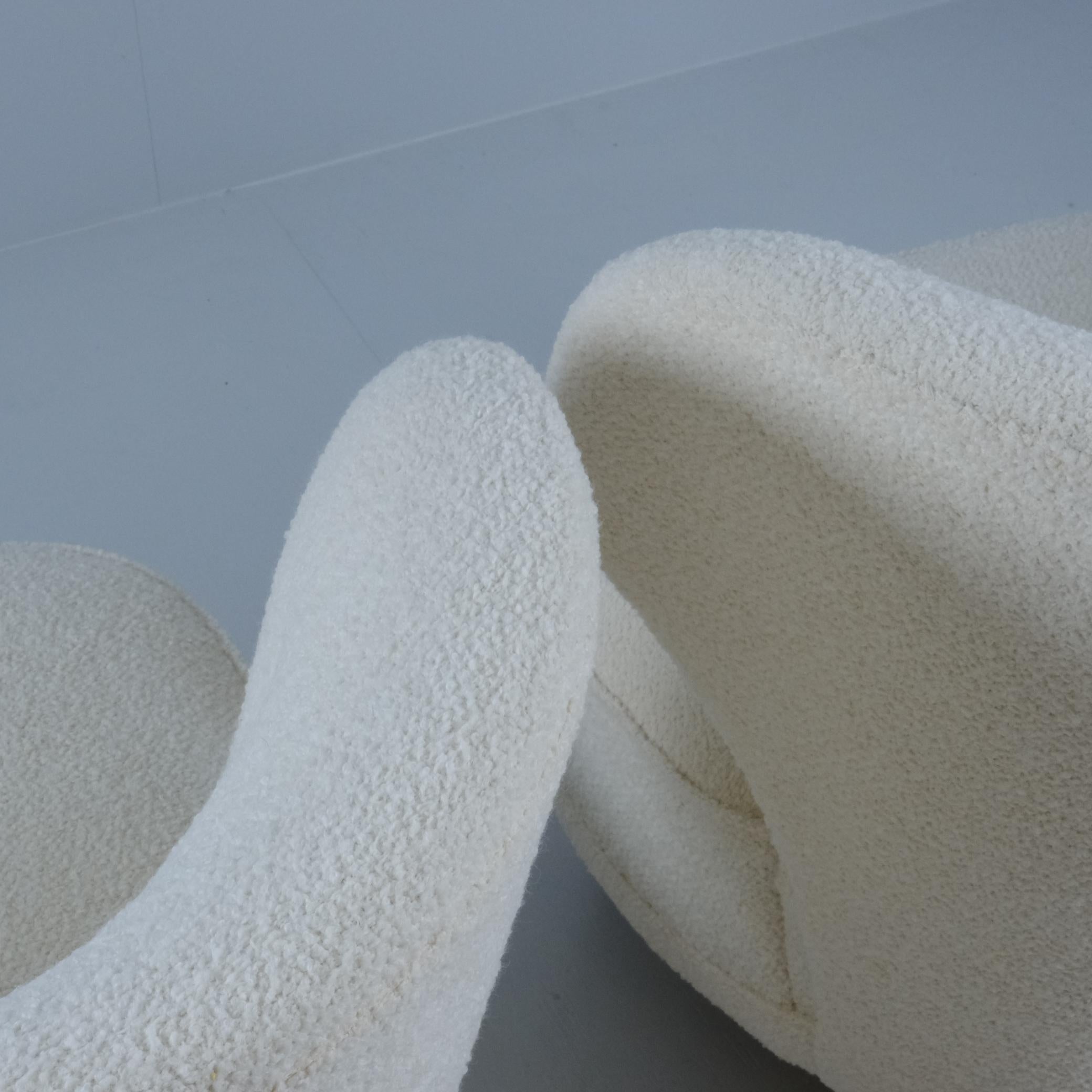 Pair Of Carl-Johan Boman Armchairs Upholstered in White Fabric, Boman Oy 1950s For Sale 3