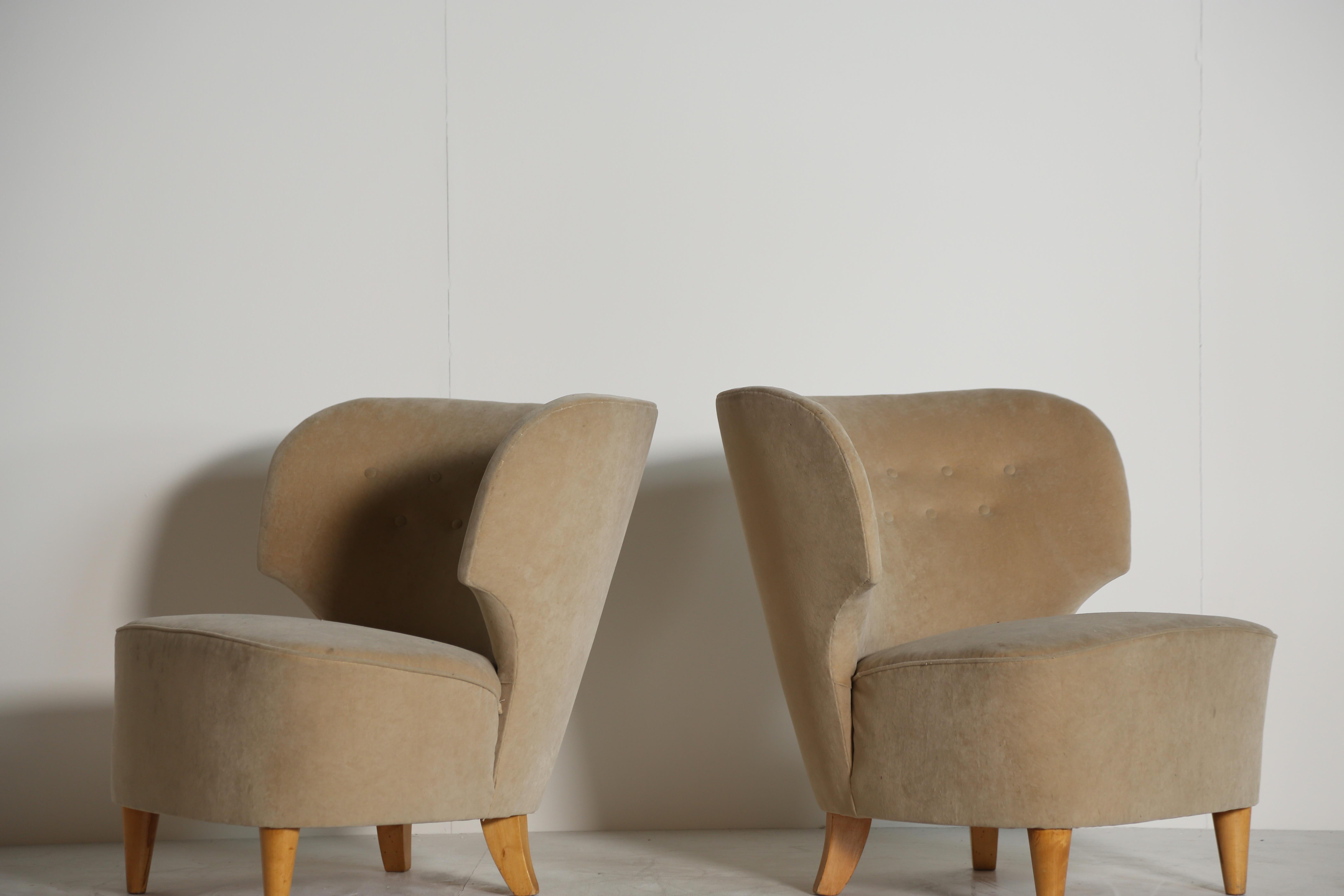 Paire de chaises Carl-Johan Boman, Finlande, à retapisser Bon état - En vente à LEWES, GB