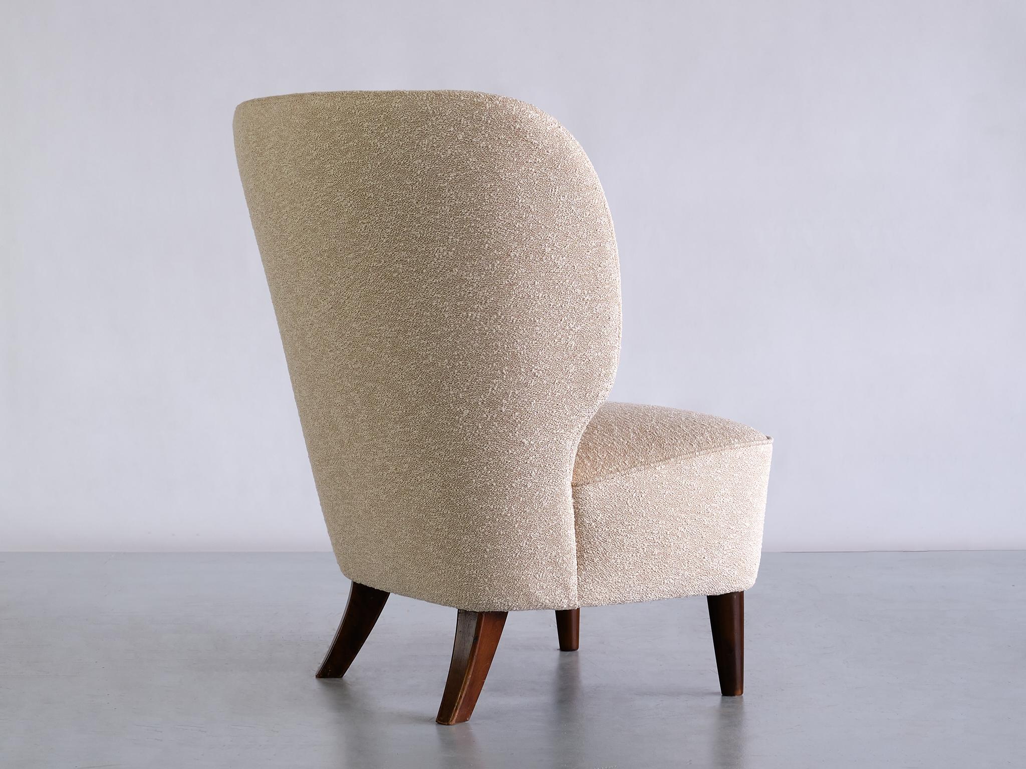 Pair of Carl-Johan Boman Easy Chairs in Élitis Fabric and Beech, Finland, 1940s 4