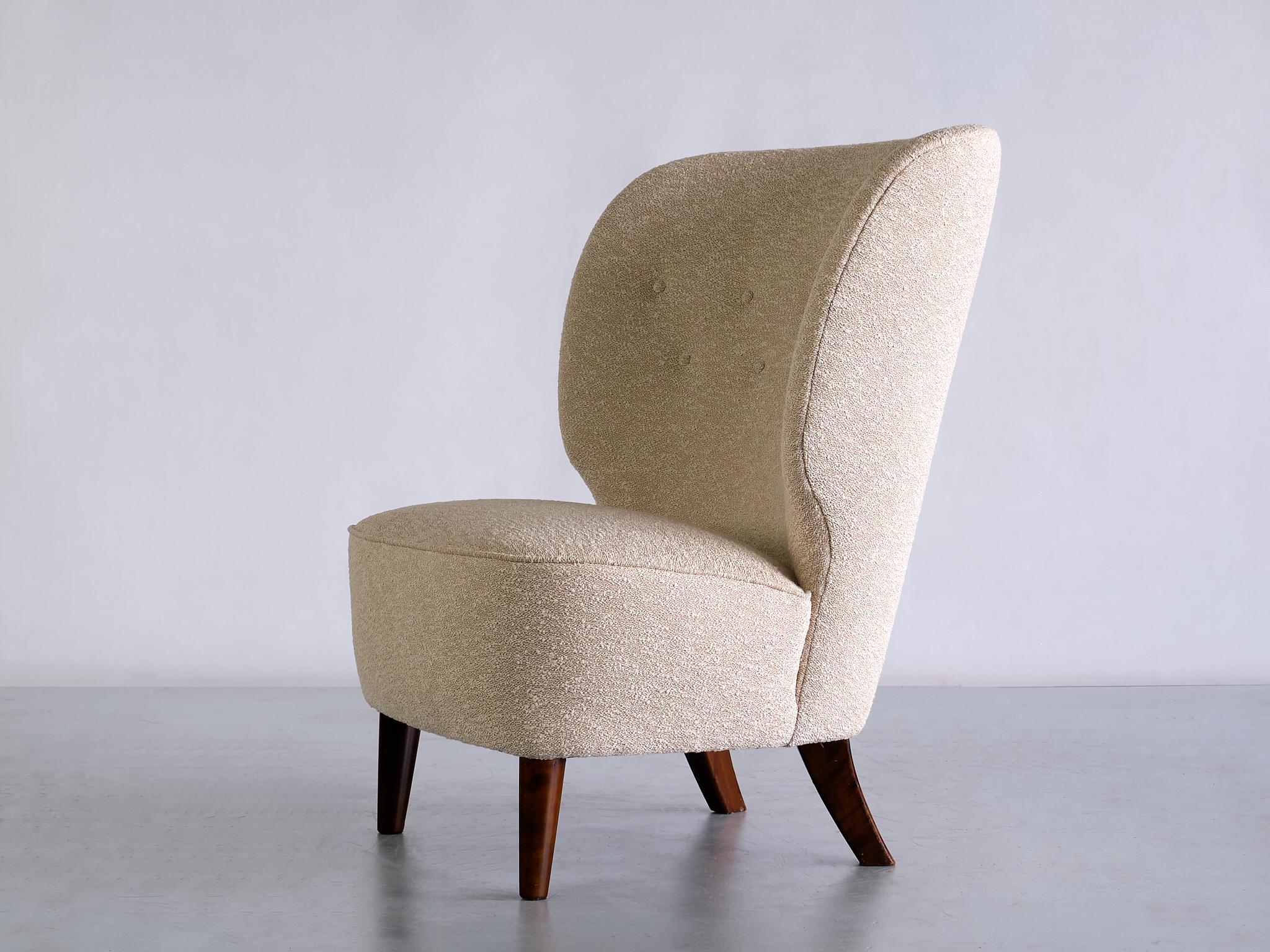 Pair of Carl-Johan Boman Easy Chairs in Élitis Fabric and Beech, Finland, 1940s 8