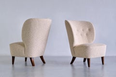 Paar Carl-Johan Boman Sessel aus Élitis-Stoff und Buche, Finnland, 1940er Jahre
