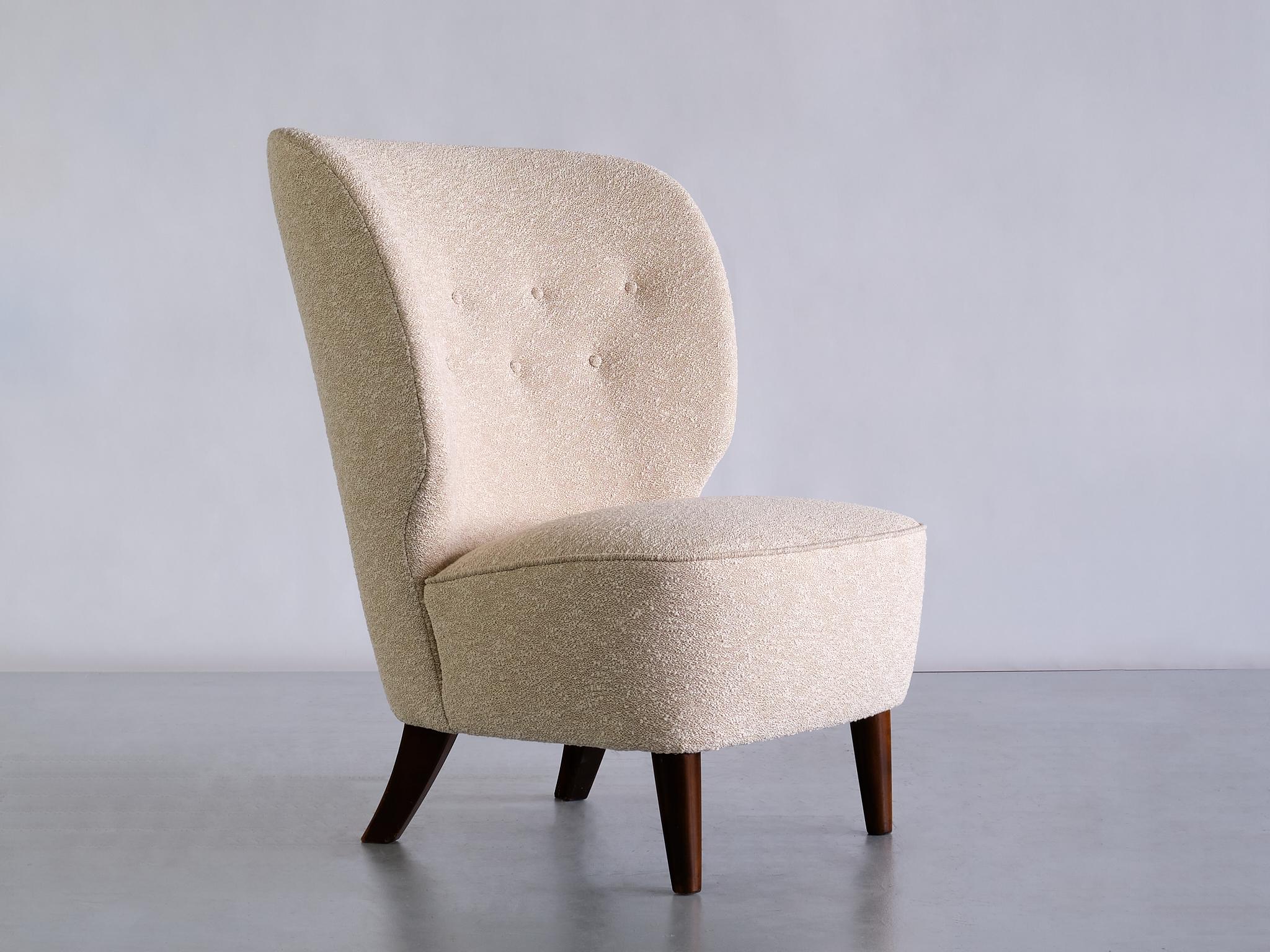 Pair of Carl-Johan Boman Easy Chairs in Élitis Fabric and Beech, Finland, 1940s 2