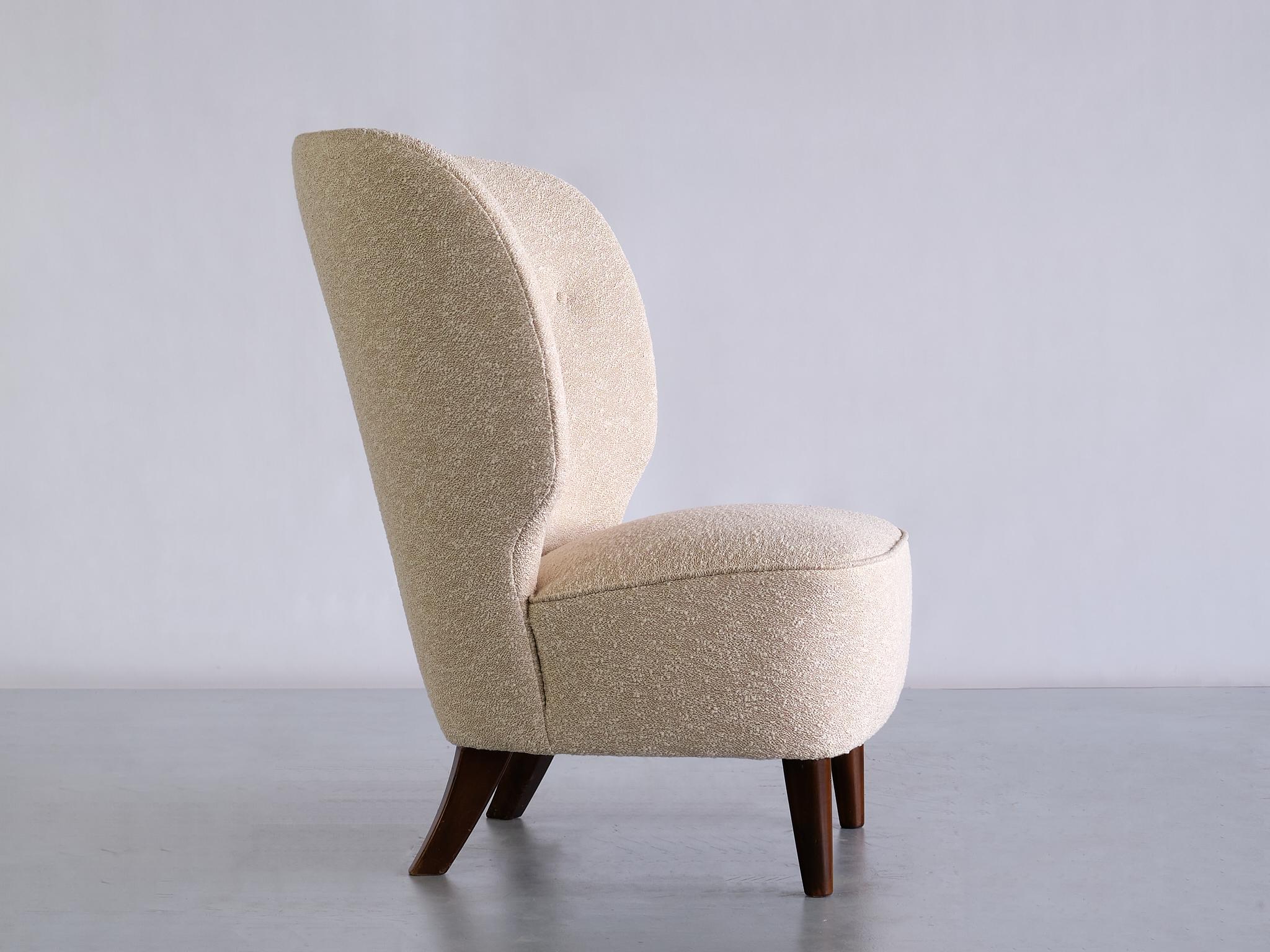 Pair of Carl-Johan Boman Easy Chairs in Élitis Fabric and Beech, Finland, 1940s 3