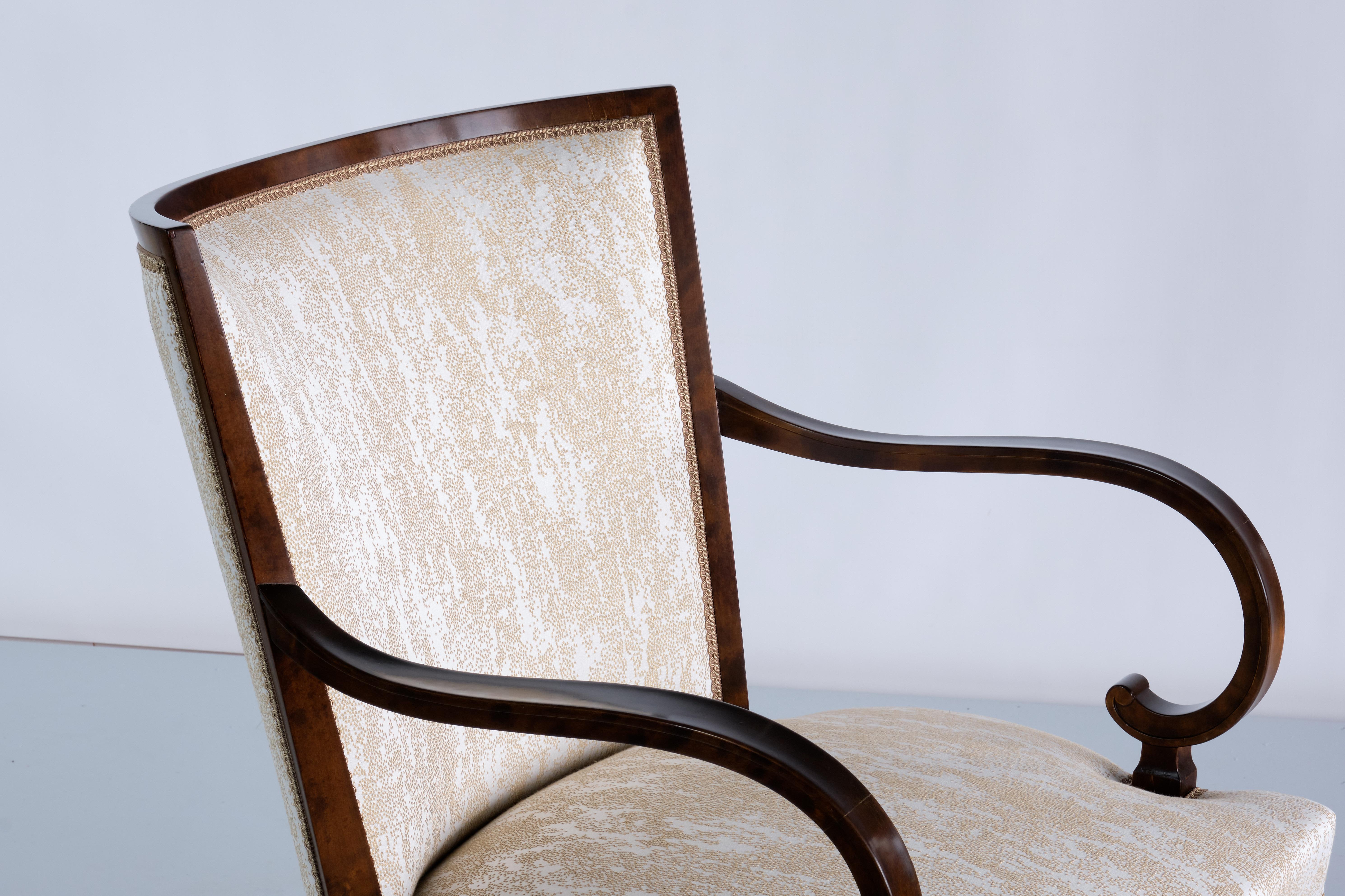 Pair of Carl Malmsten Armchairs in Birch and Satinwood, Bodafors, Sweden, 1930s For Sale 4