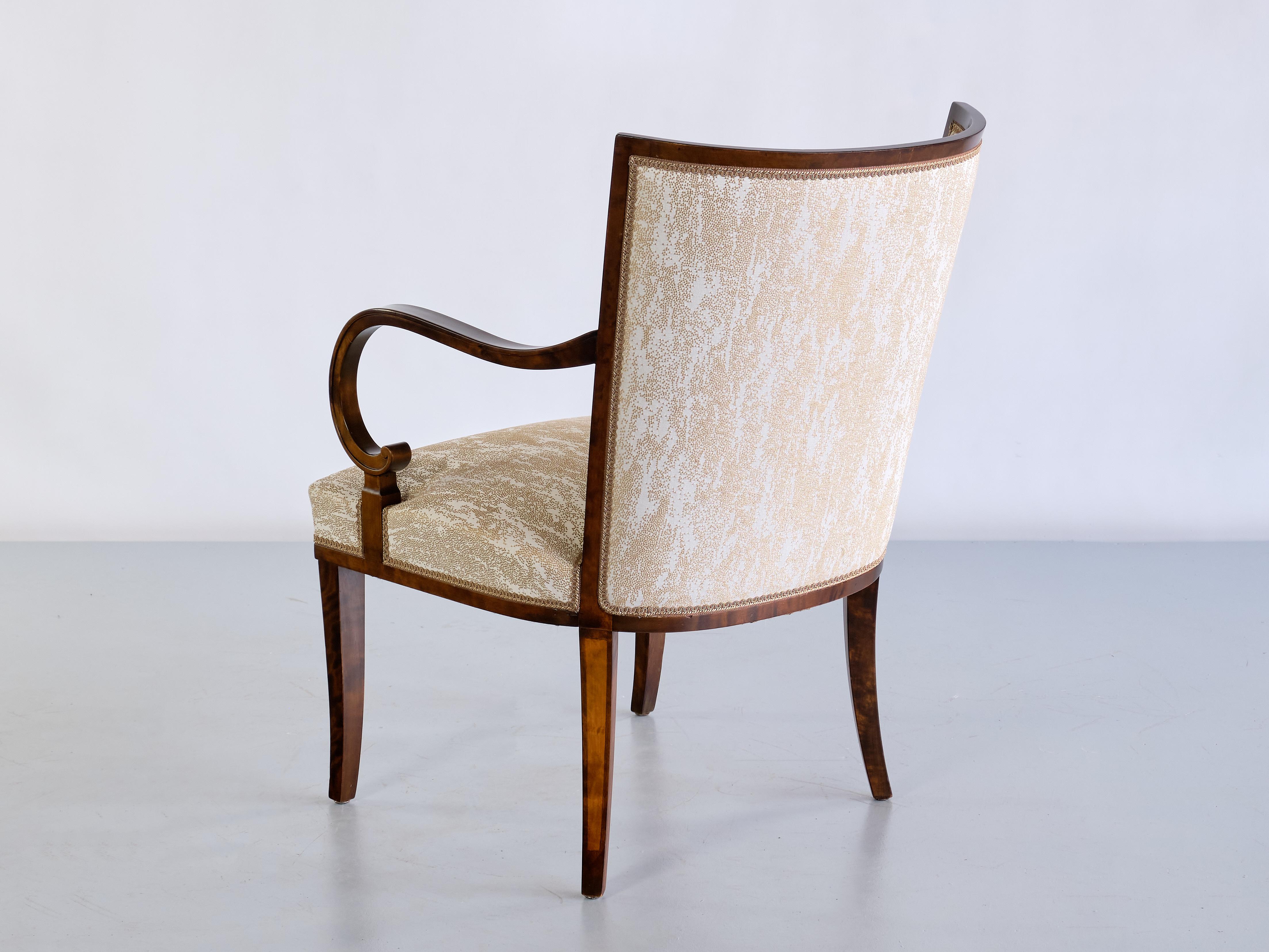 Pair of Carl Malmsten Armchairs in Birch and Satinwood, Bodafors, Sweden, 1930s For Sale 5