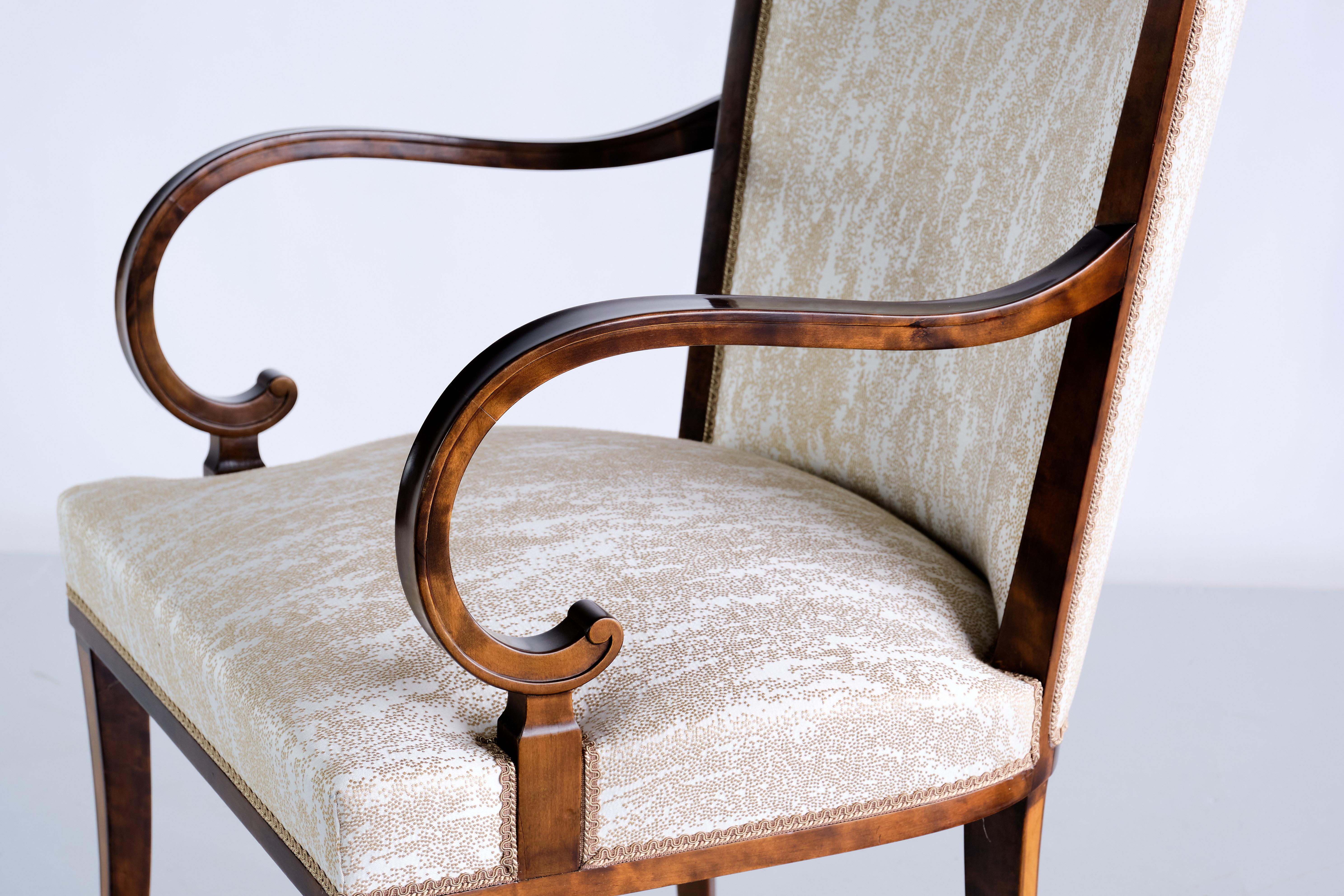 Pair of Carl Malmsten Armchairs in Birch and Satinwood, Bodafors, Sweden, 1930s For Sale 7