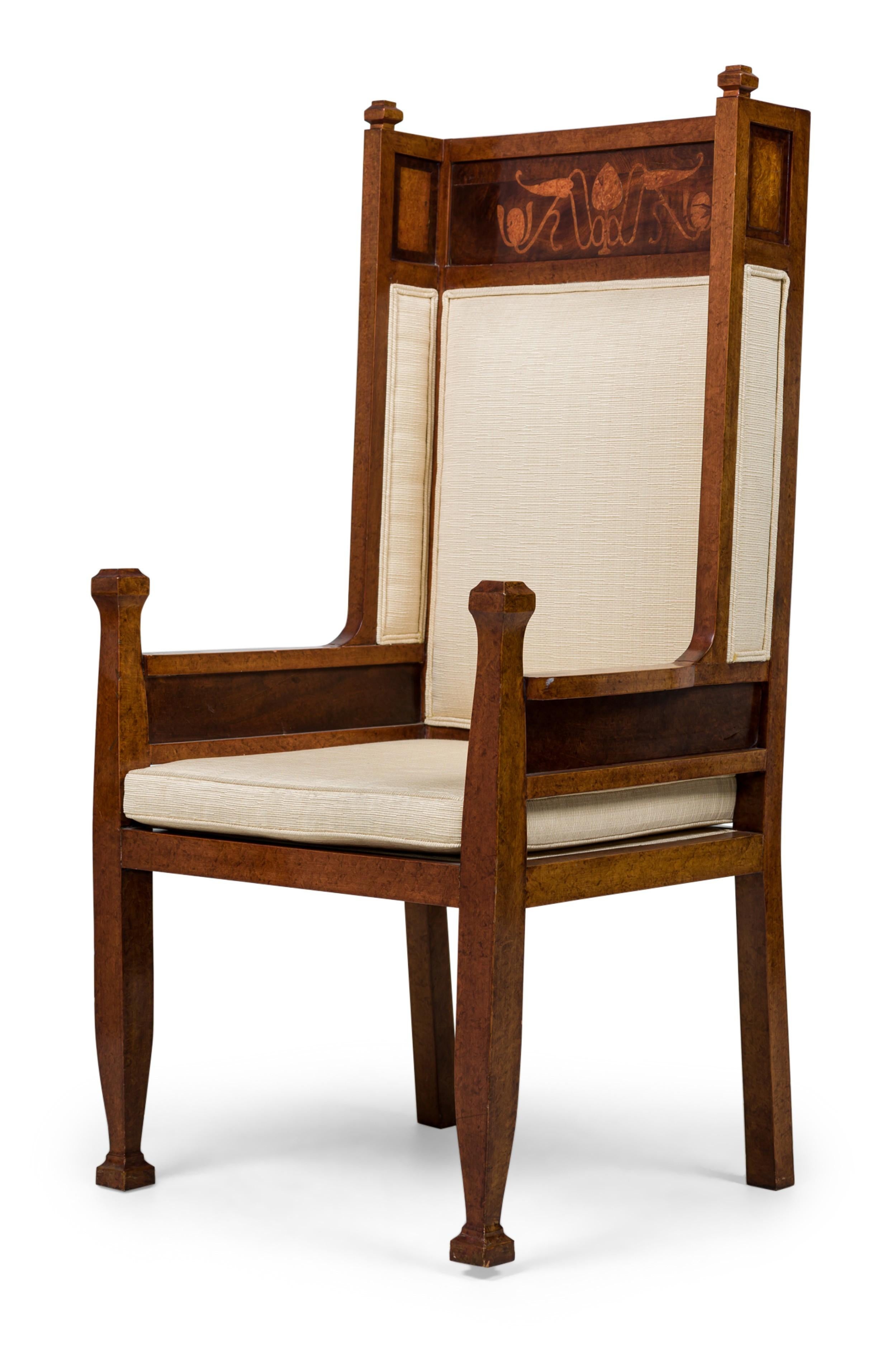 Art Déco Coppia di poltrone svedesi con schienale alto intarsiato Carl Malmsten Art Deco in vendita