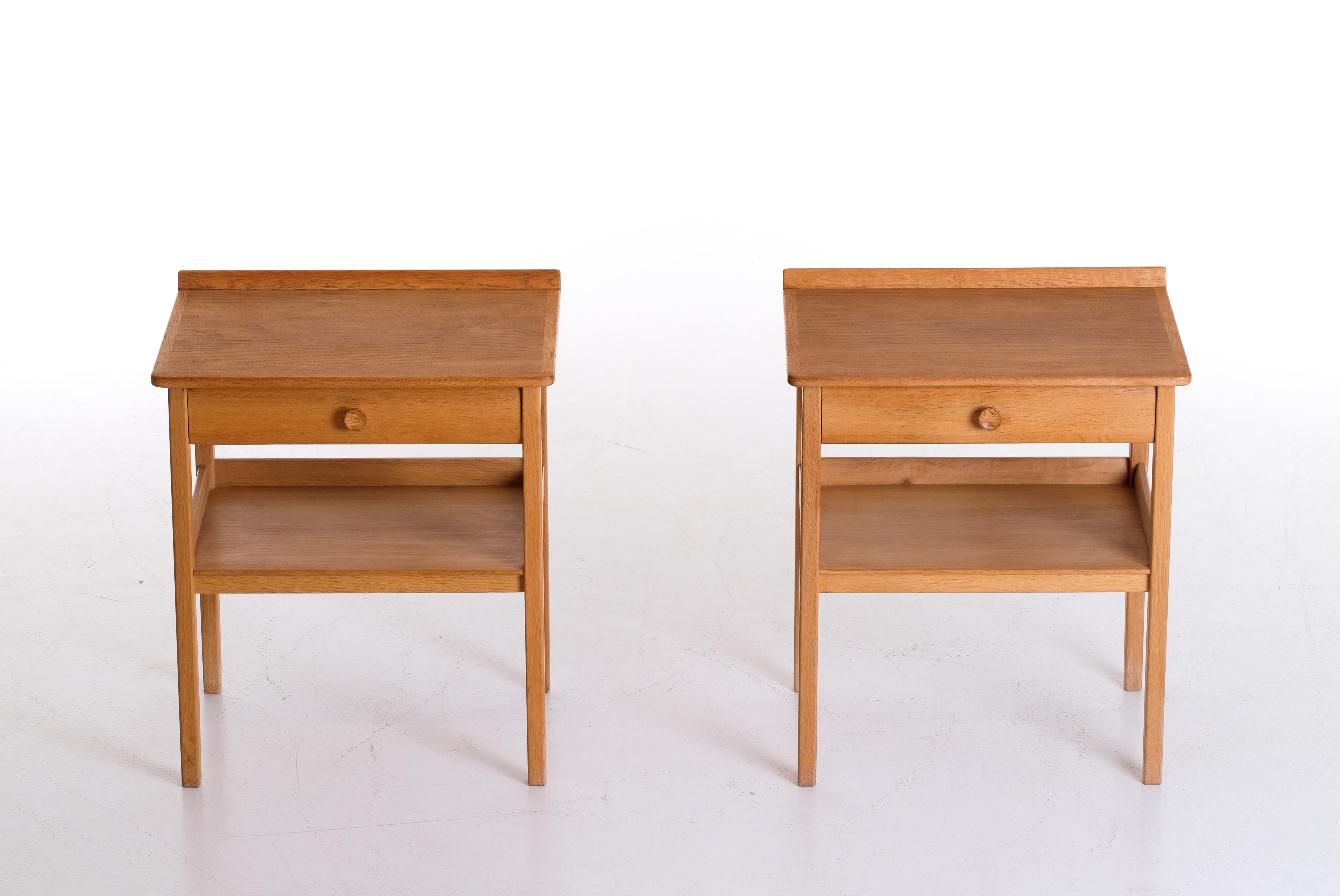 Swedish Pair of Carl Malmsten Bedside Tables, 1960s For Sale