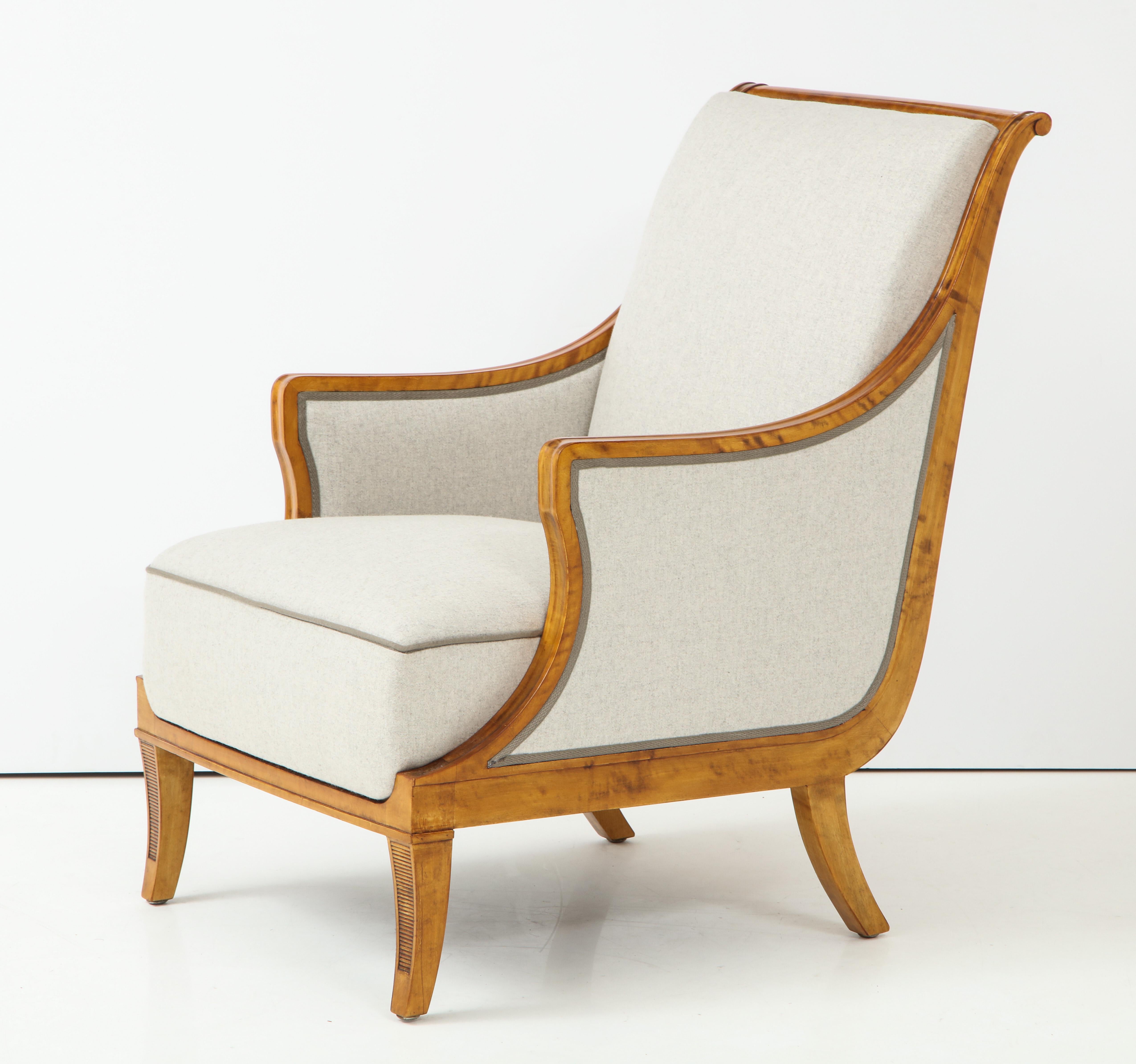 Pair of Carl Malmsten Birchwood Armchairs, circa 1930s In Good Condition For Sale In New York, NY