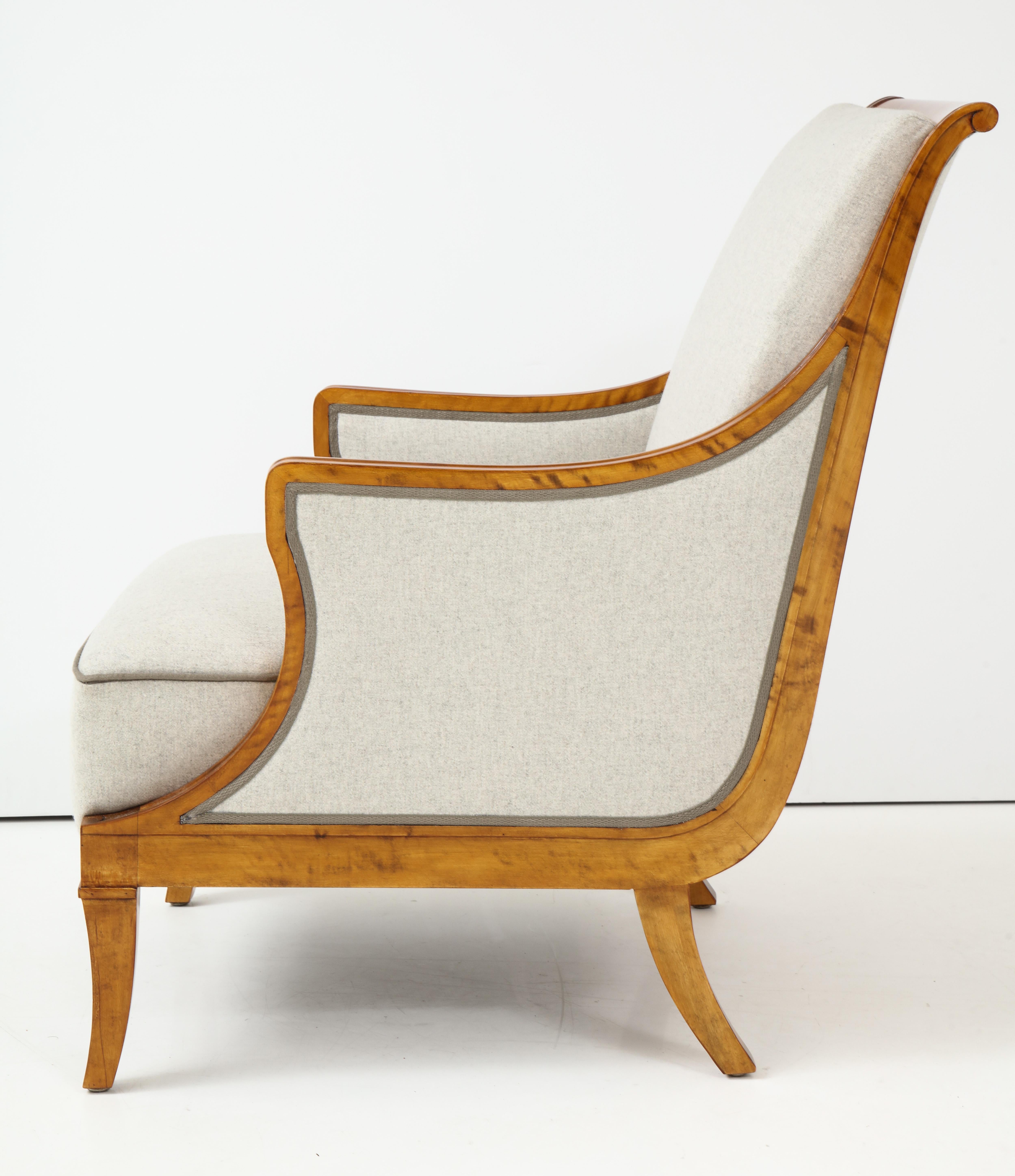 Mid-20th Century Pair of Carl Malmsten Birchwood Armchairs, circa 1930s For Sale