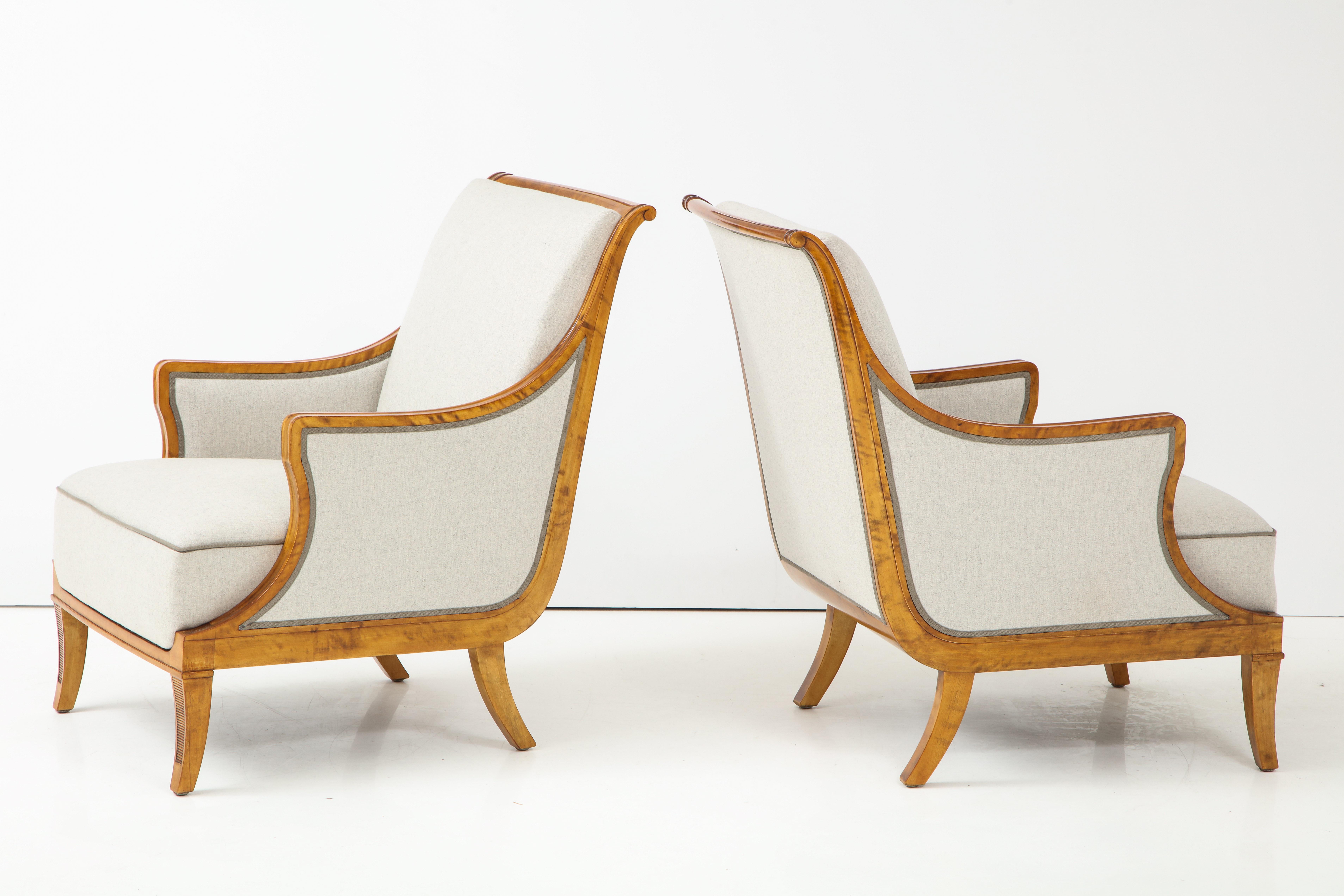 Pair of Carl Malmsten Birchwood Armchairs, circa 1930s For Sale 3