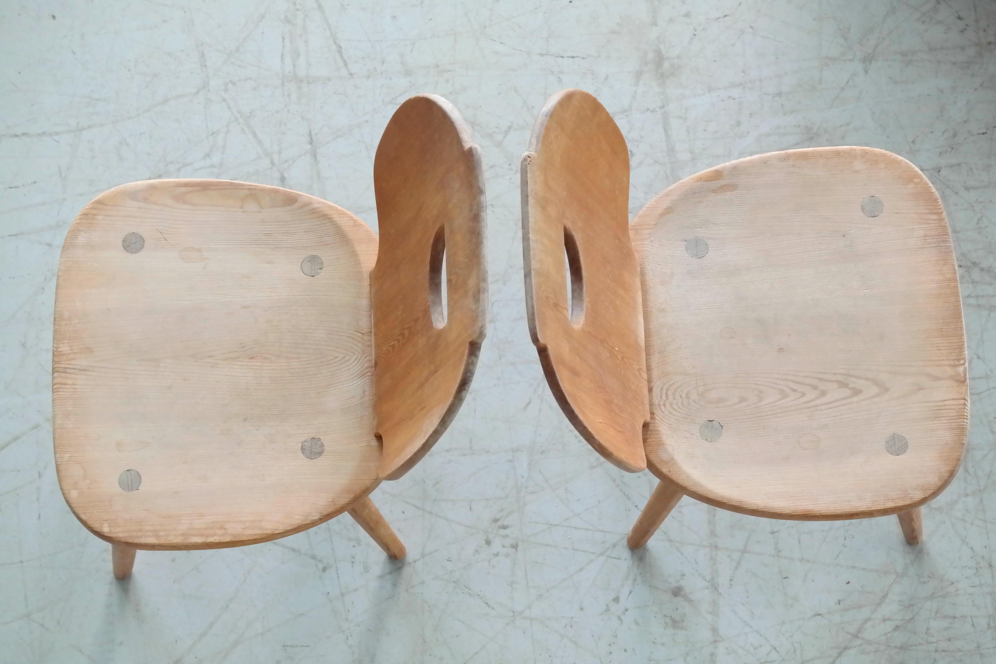 Pair of Carl Malmsten Country Style Side Chairs in Pine, Sweden, 1940s 1