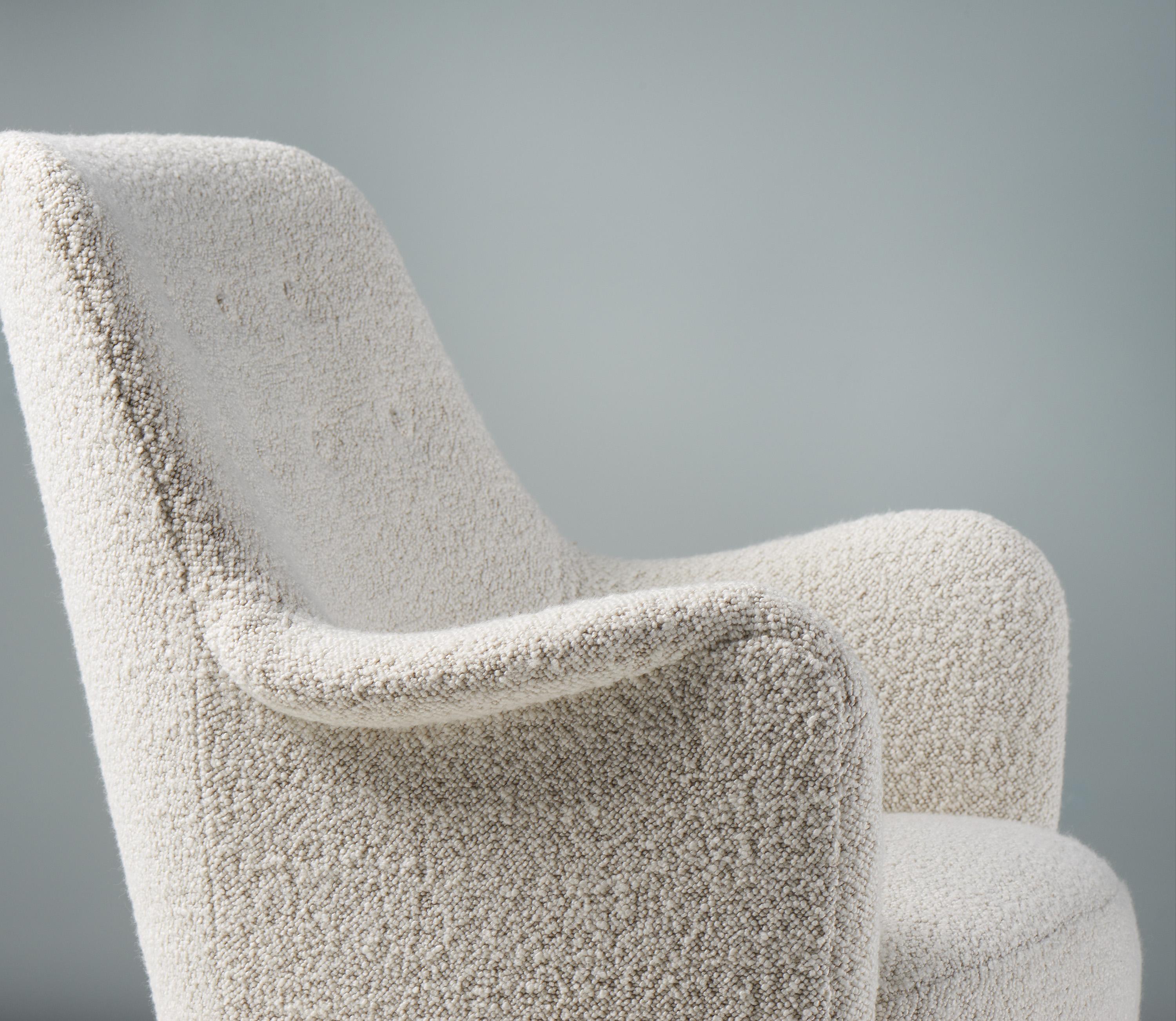Bouclé Pair of Carl Malmsten of Armchairs,  circa 1950s For Sale