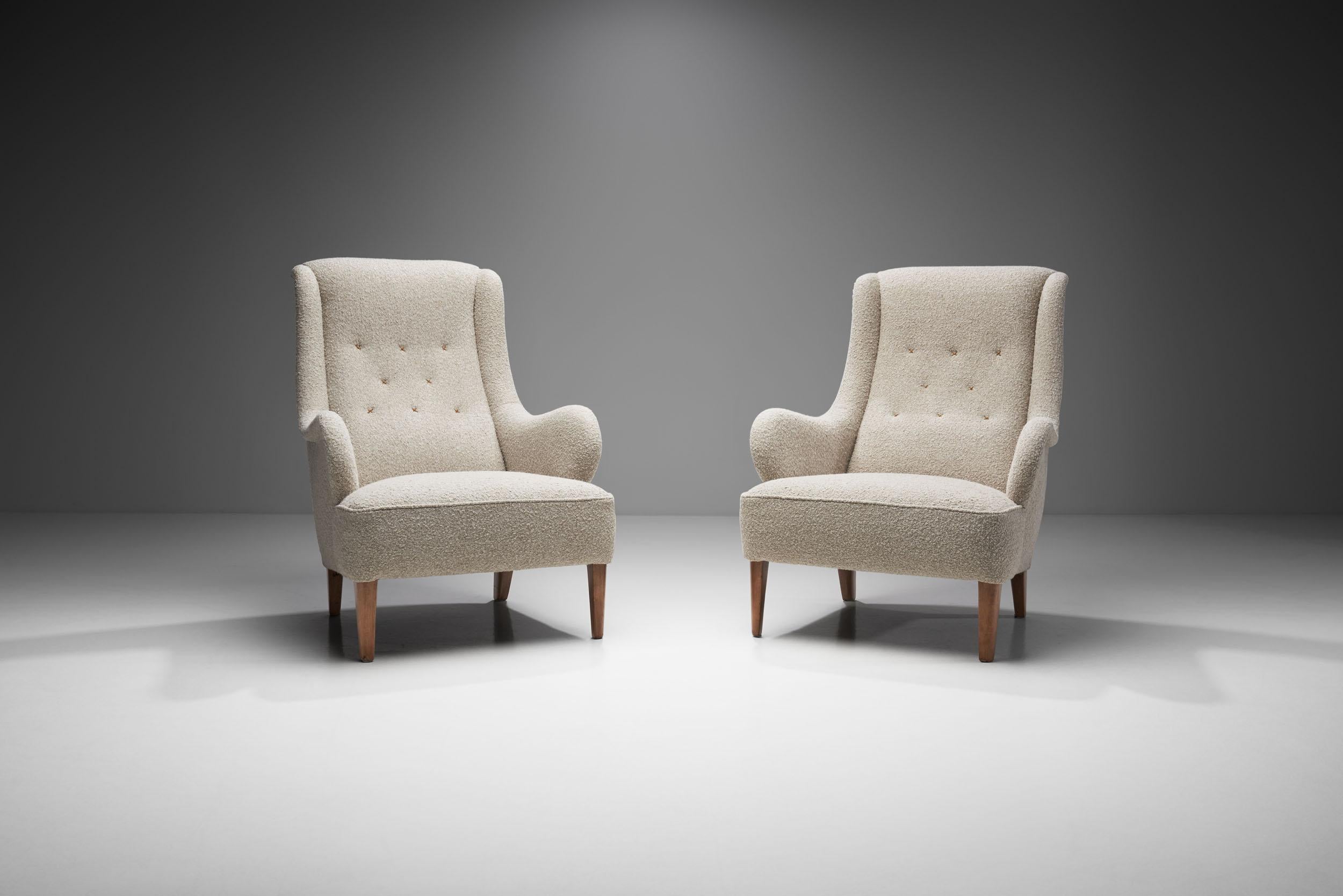 Scandinavo moderno Pair of Carl Malmsten “Oskar” Armchairs for O.H. Sjögren, Sweden 1930s in vendita