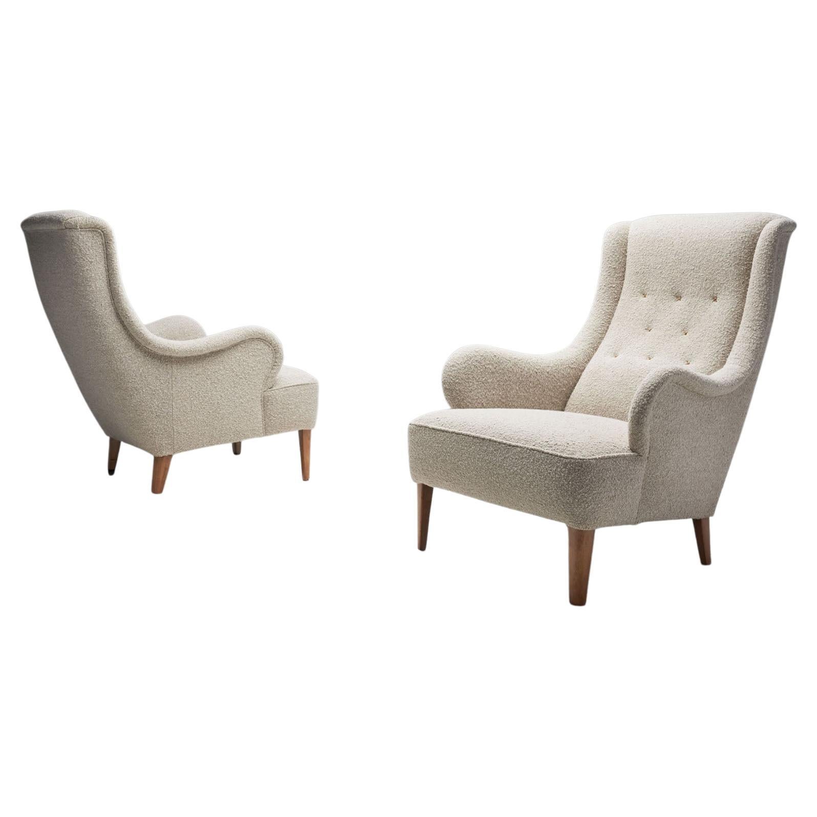 Pair of Carl Malmsten “Oskar” Armchairs for O.H. Sjögren, Sweden 1930s in vendita