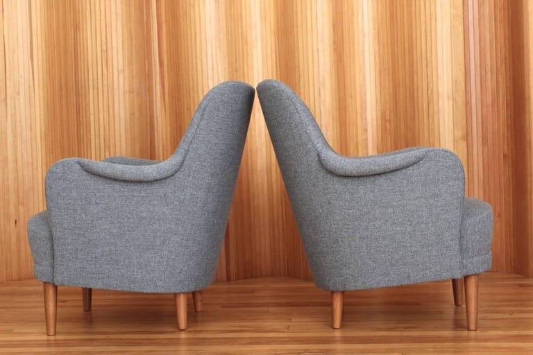 Scandinavian Modern Pair of Carl Malmsten 'Samsas' Lounge Chairs OH Sjogren Sweden, 1960 For Sale