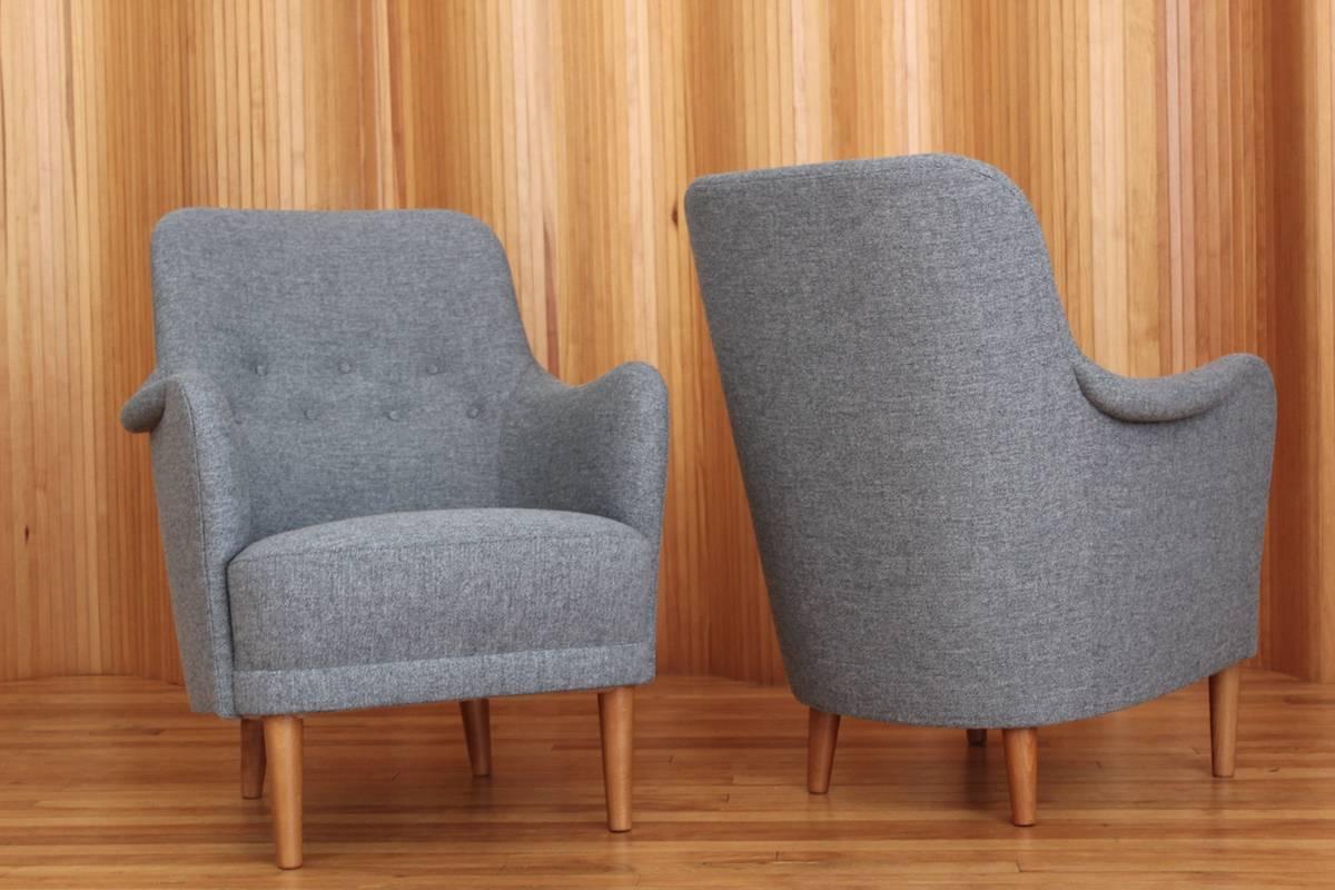 20th Century Pair of Carl Malmsten 'Samsas' Lounge Chairs OH Sjogren Sweden, 1960 For Sale