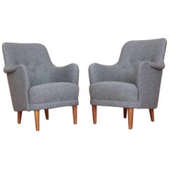 Pair of Carl Malmsten 'Samsas' Lounge Chairs OH Sjogren Sweden, 1960