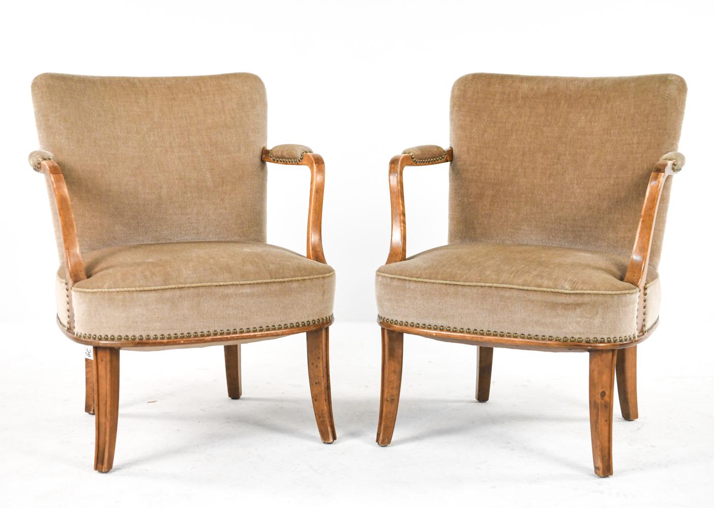 Pair of Carl Malmsten-Style Swedish Mid-Century Mohair Lounge Chairs 5
