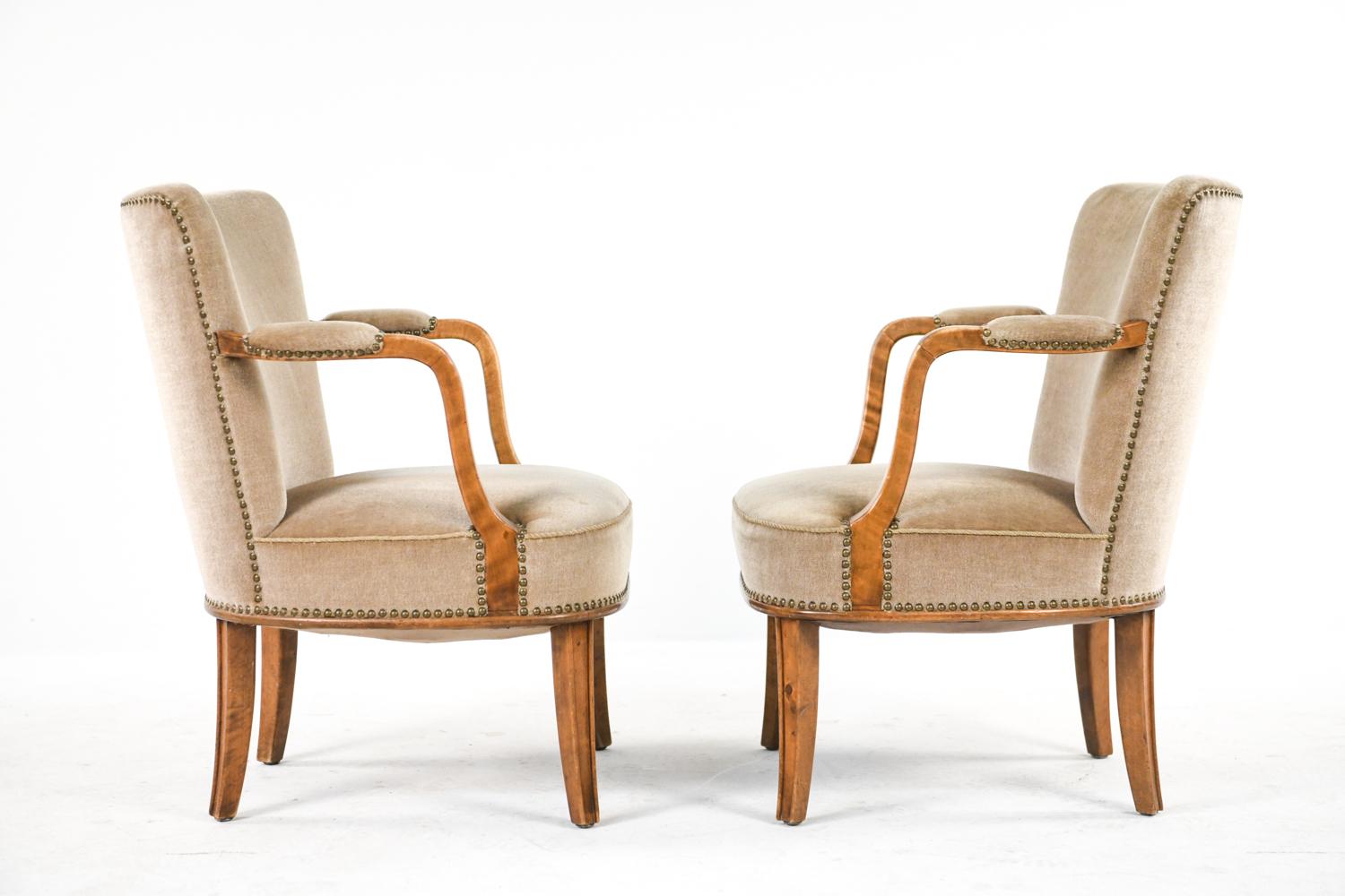 Pair of Carl Malmsten-Style Swedish Mid-Century Mohair Lounge Chairs 6