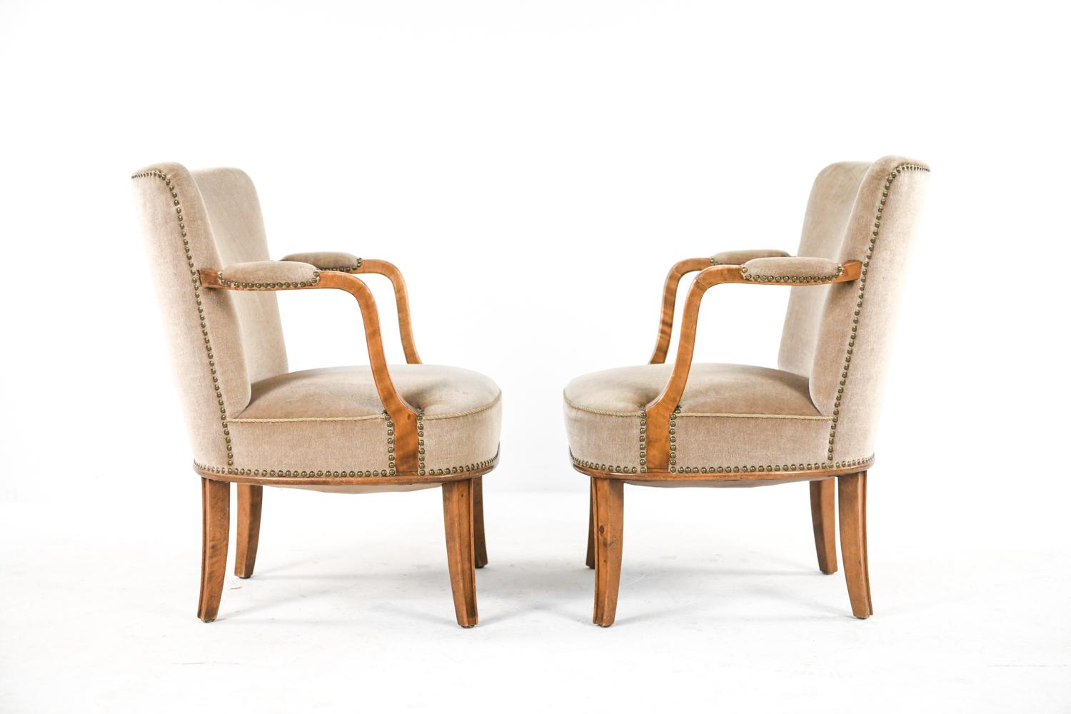 Pair of Carl Malmsten-Style Swedish Mid-Century Mohair Lounge Chairs 10