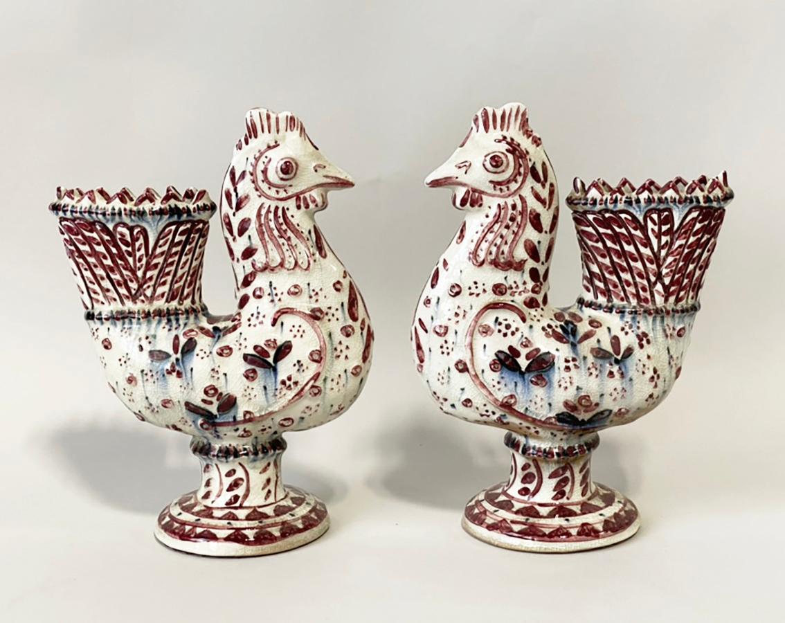 Paar Vasen mit Hahn von Carl Walters für Stonelain im Angebot 2