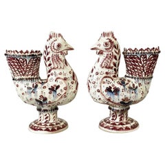 Paire de vases en forme de coqs de Carl Walters pour Stonelain