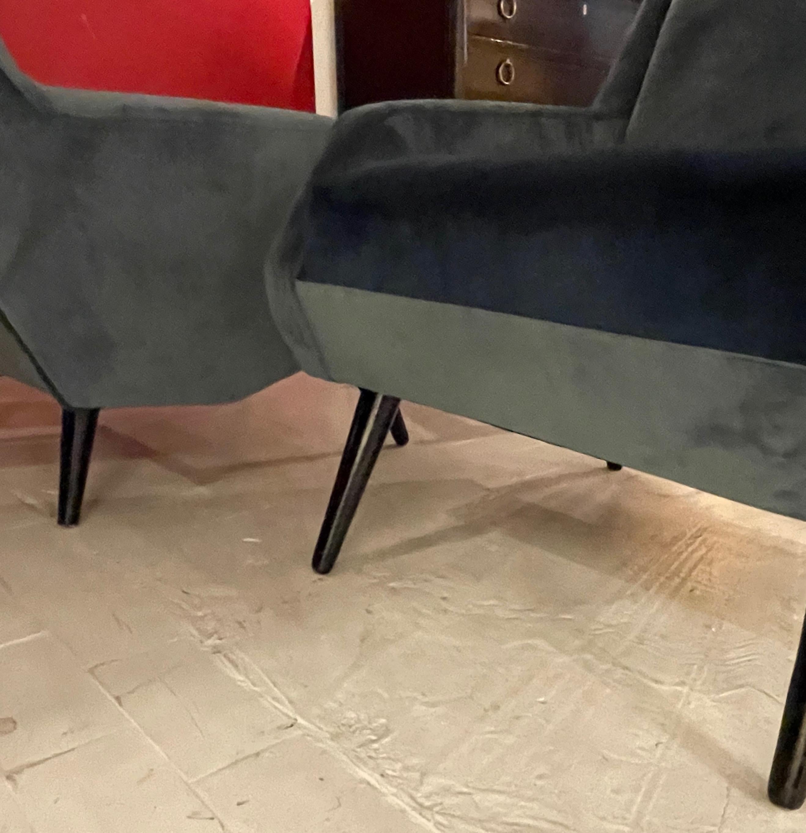 Pair of Carlo de Carli Armchairs With Velvet Upholstery for Cassina, Italy 1954. 2