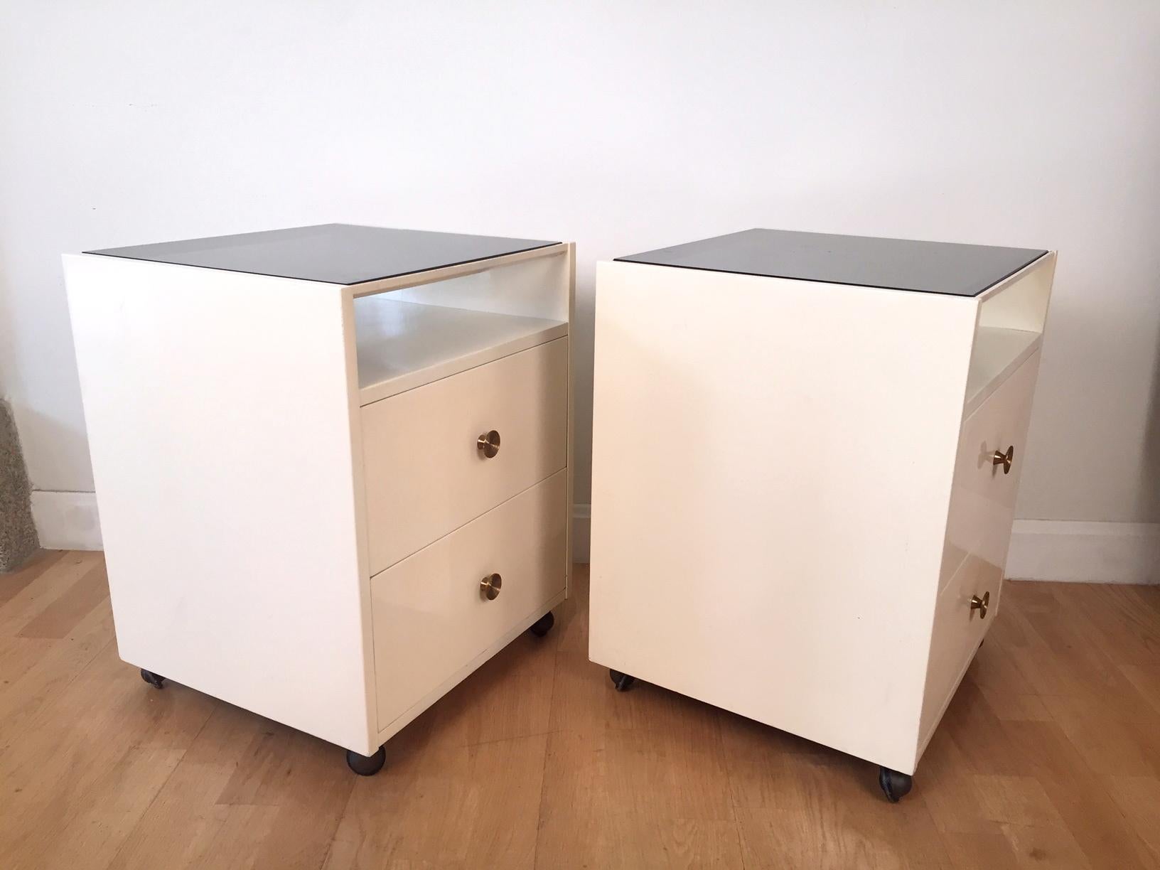 Mid-Century Modern Pair of Carlo de Carli White-Lacquered Nightstands for Sormani, 1960