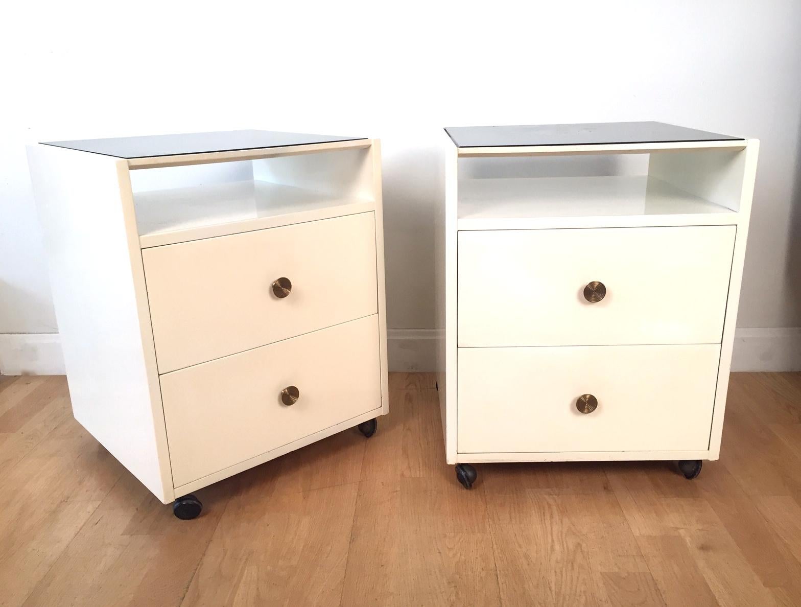 Italian Pair of Carlo de Carli White-Lacquered Nightstands for Sormani, 1960