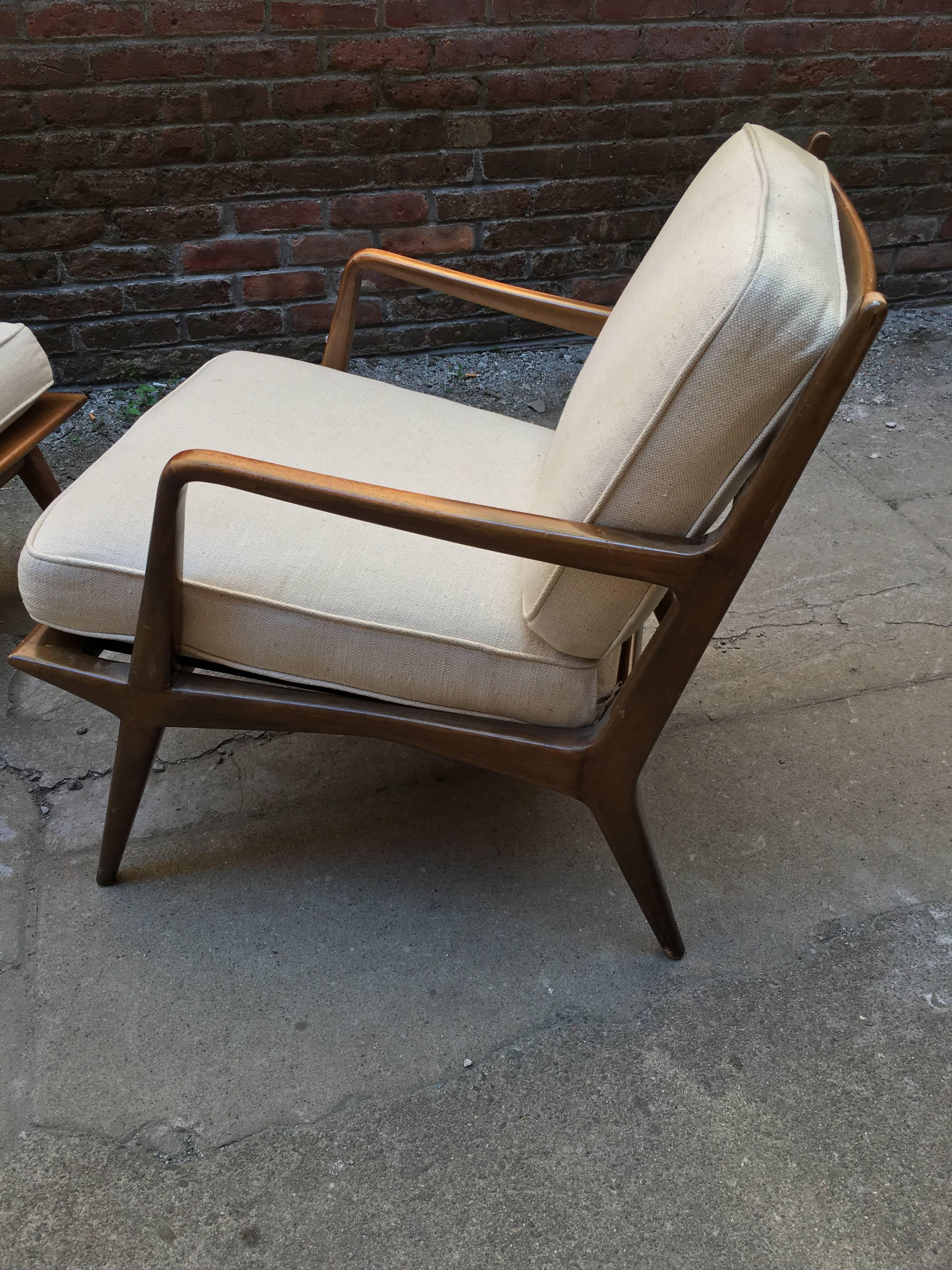 Pair of Carlo di Carli Walnut Armchairs for M. Singer & Sons 1