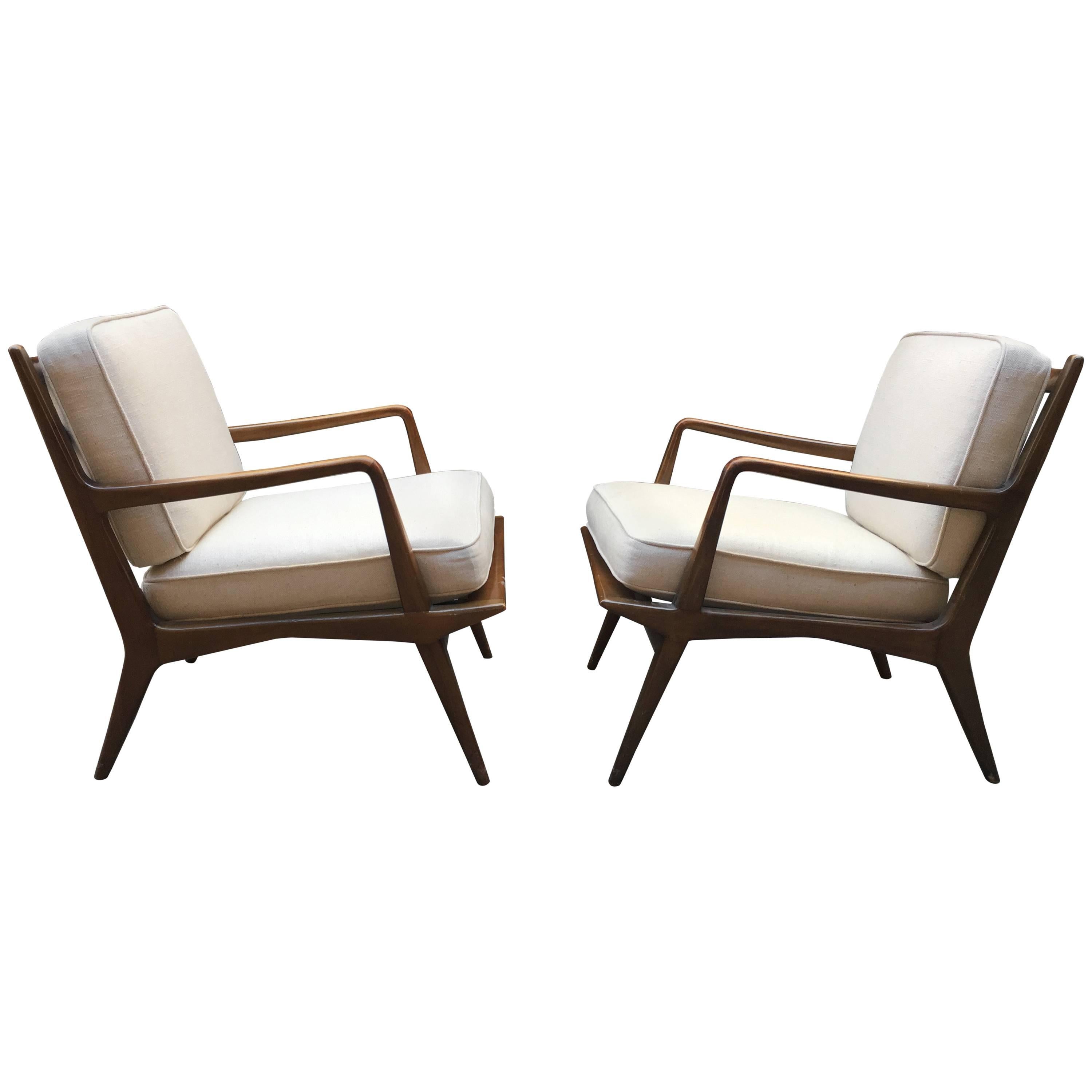 Pair of Carlo di Carli Walnut Armchairs for M. Singer & Sons