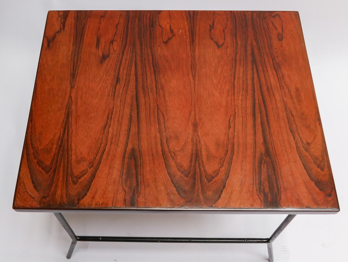 Pair of Carlo Hauner 1960s Mid-Century Jacaranda & Metal Side Tables For Sale 4