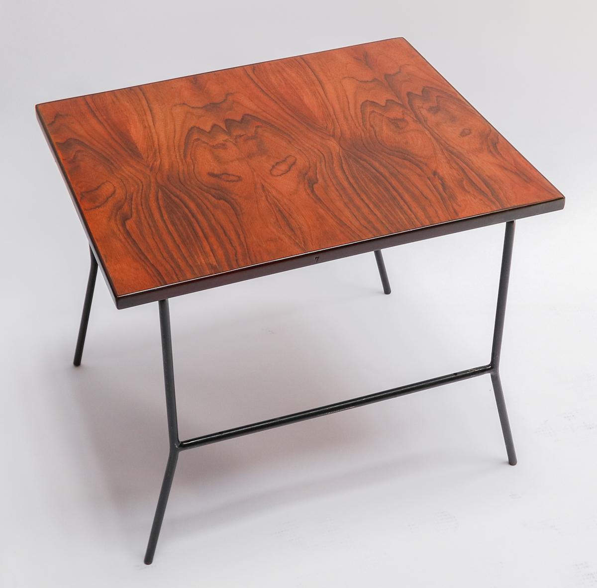 Mid-Century Modern Pair of Carlo Hauner 1960s Mid-Century Jacaranda & Metal Side Tables For Sale
