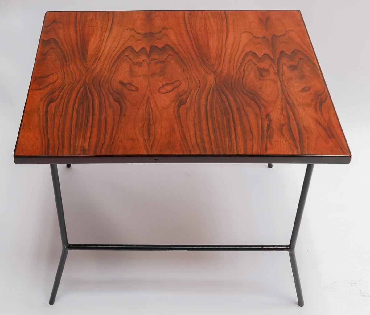 Mid-20th Century Pair of Carlo Hauner 1960s Mid-Century Jacaranda & Metal Side Tables For Sale