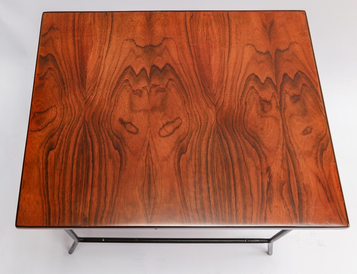 Pair of Carlo Hauner 1960s Mid-Century Jacaranda & Metal Side Tables For Sale 1