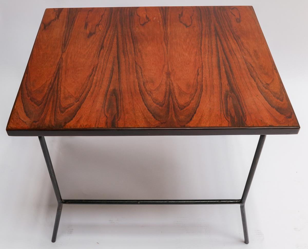 Pair of Carlo Hauner 1960s Mid-Century Jacaranda & Metal Side Tables For Sale 3