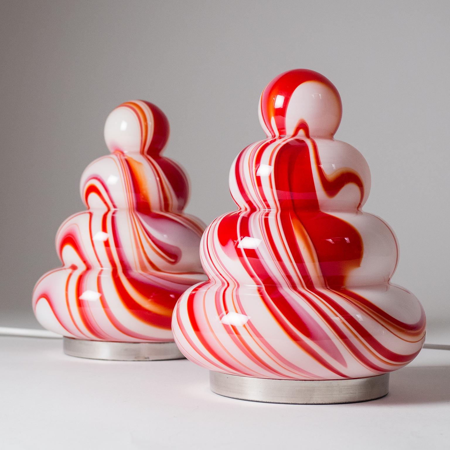 Paar Carlo Moretti-Murano-Tischlampen, 1960er-Jahre 6