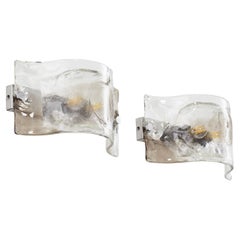 Pair of Carlo Nason Murano glass wall lamps - Italy, 1960s