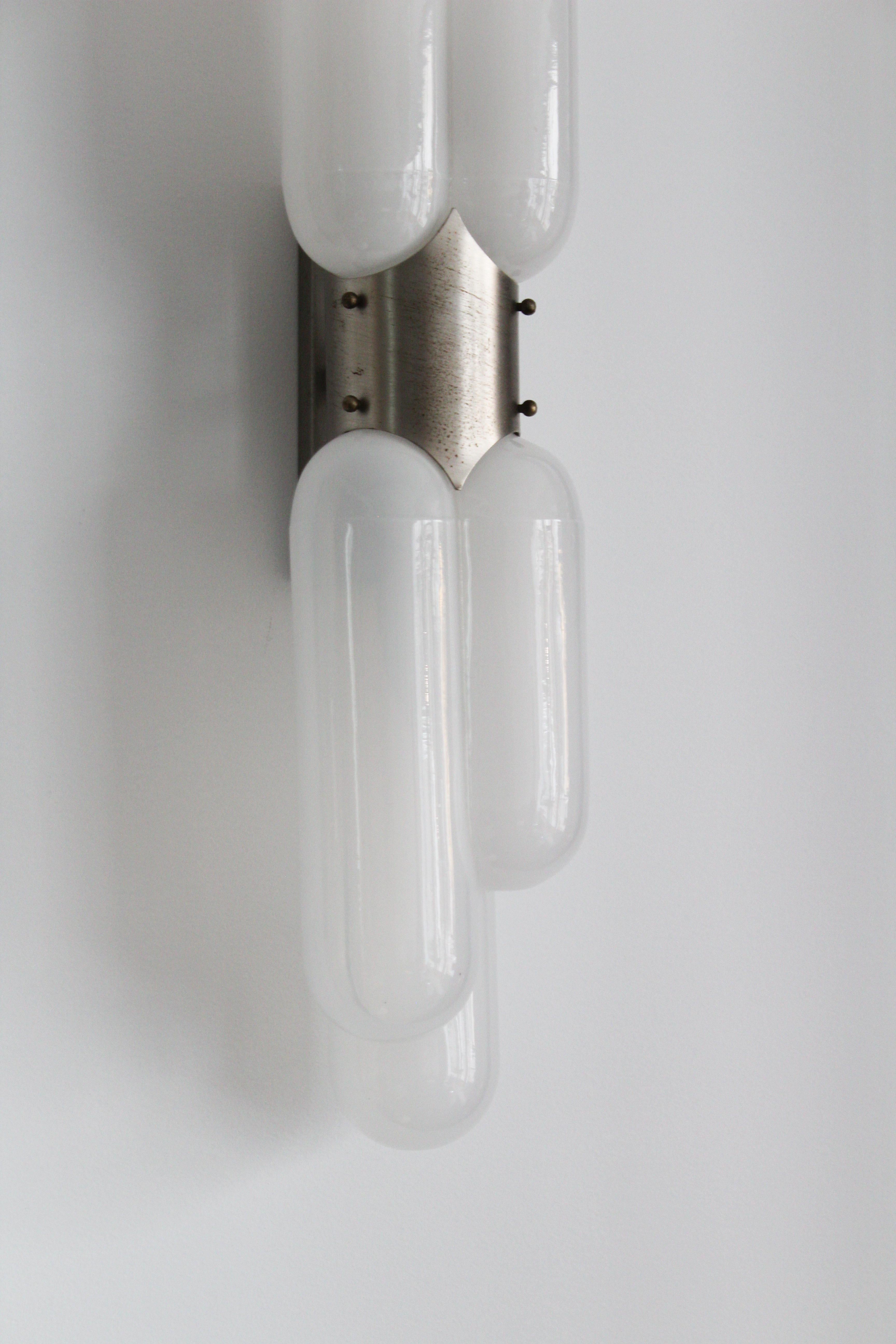 Pair of Carlo Nason ‘Torpedo’ wall lights, 1960s For Sale 3