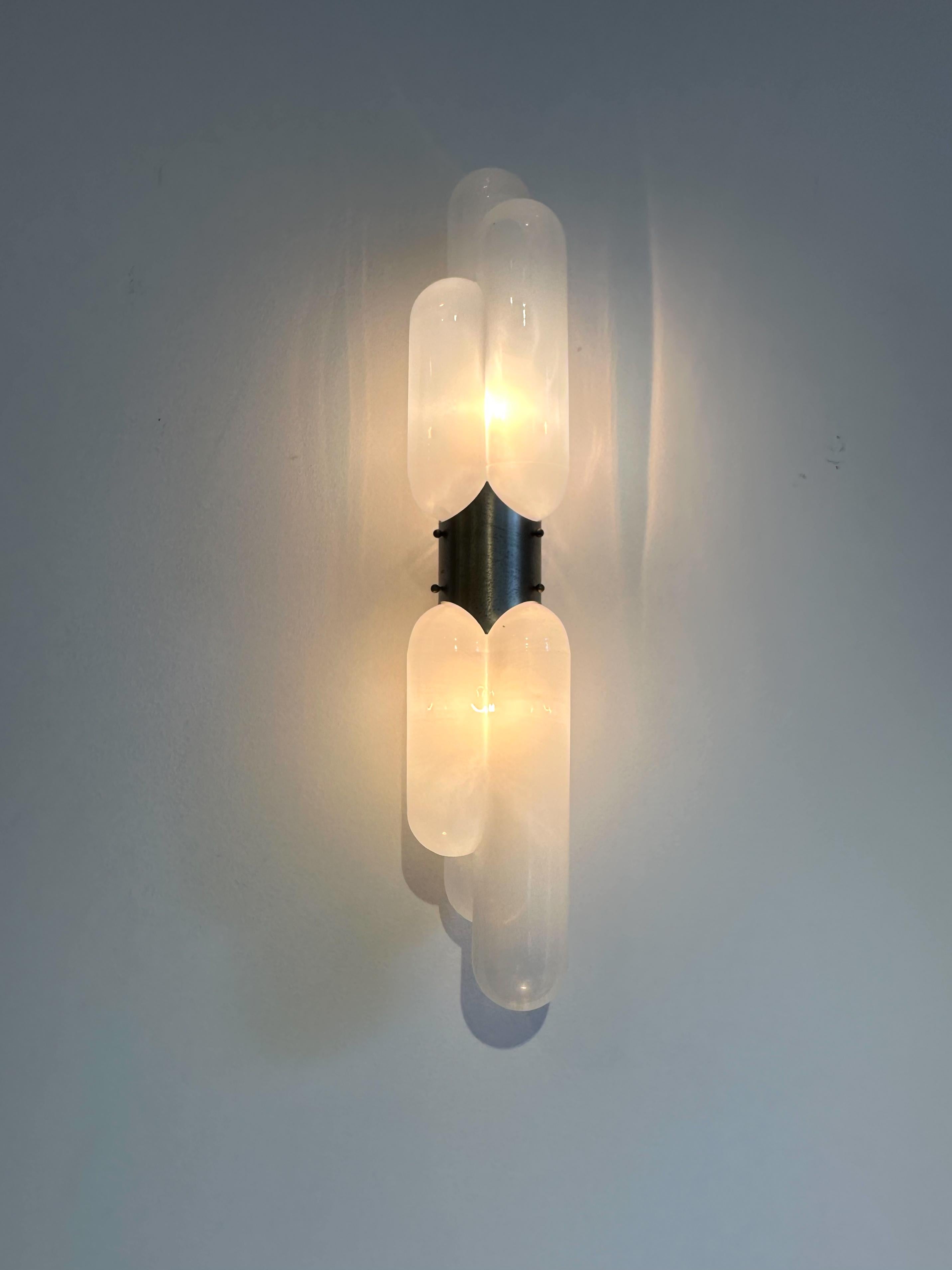 Pair of Carlo Nason ‘Torpedo’ wall lights, 1960s For Sale 1