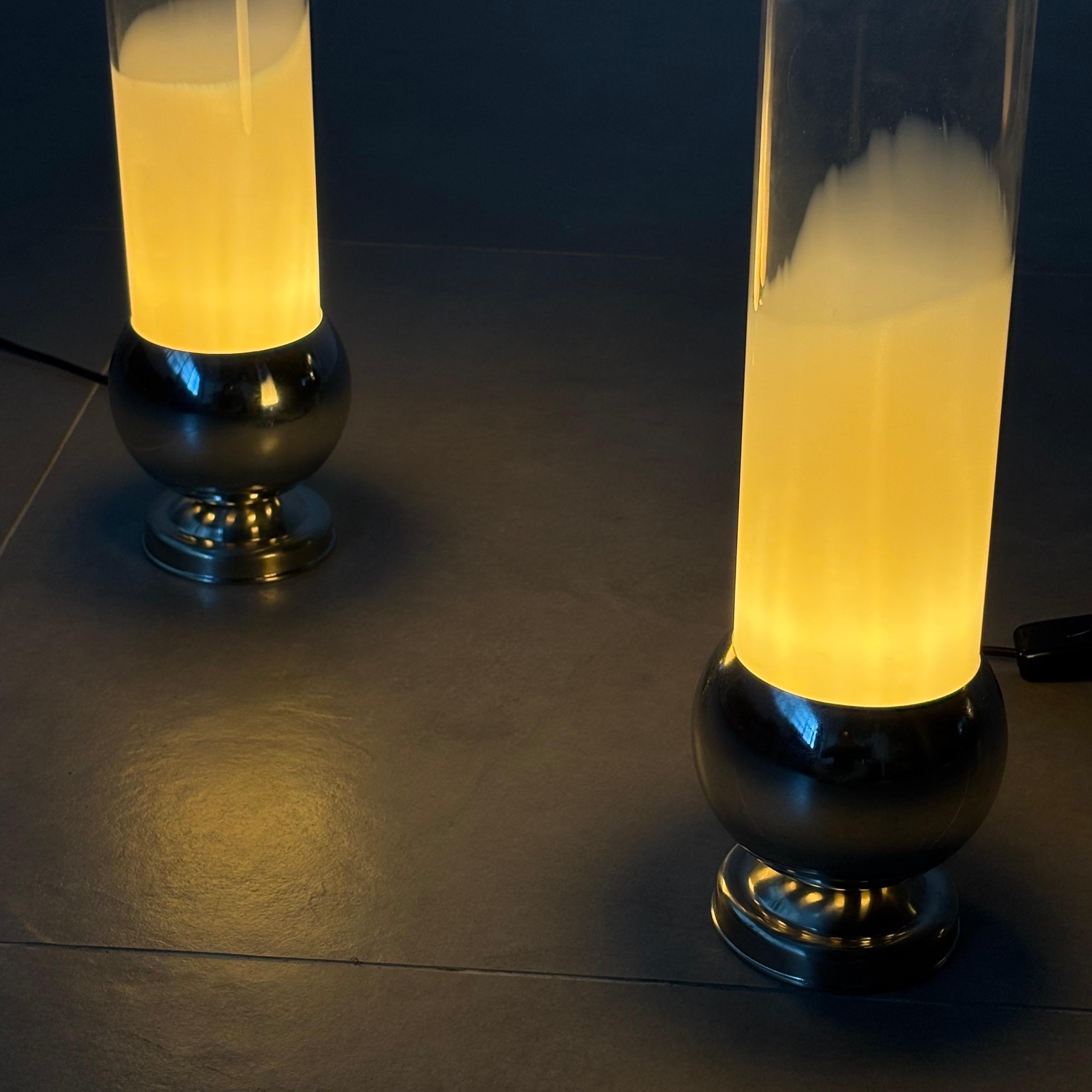 Pair of Carlo Nason Tubular Glass Table Lamps, 1970s Italy For Sale 6