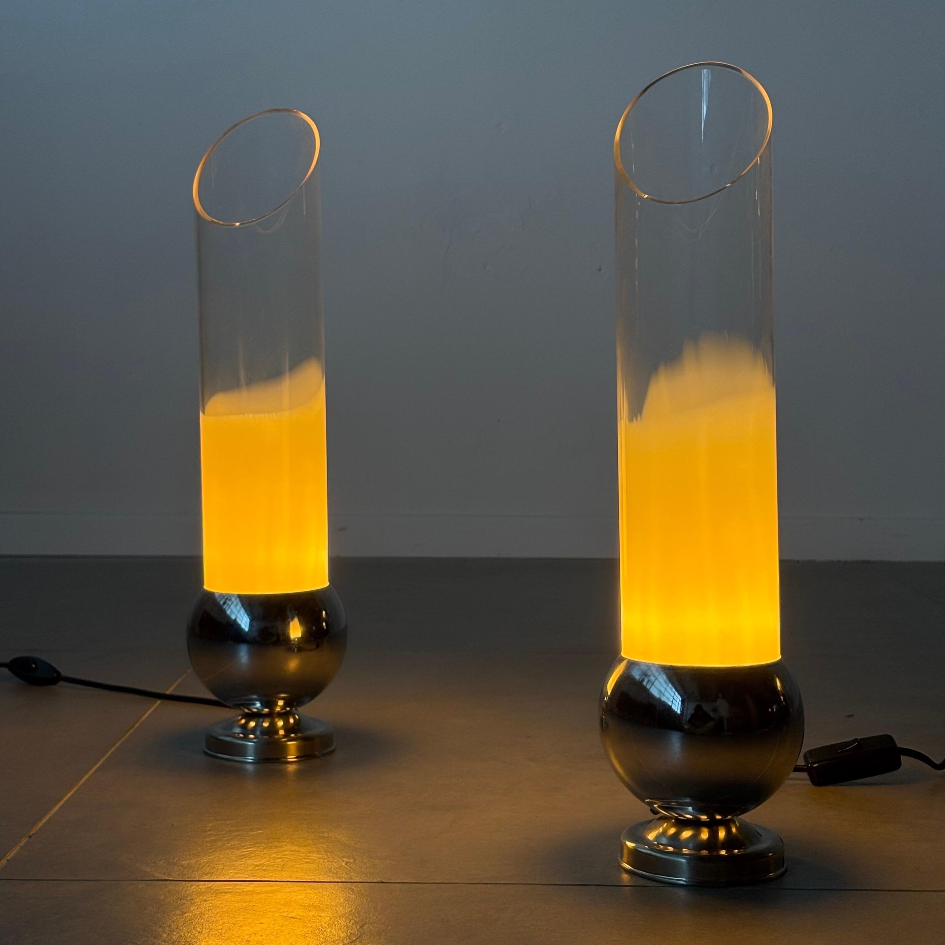 Pair of Carlo Nason Tubular Glass Table Lamps, 1970s Italy For Sale 5