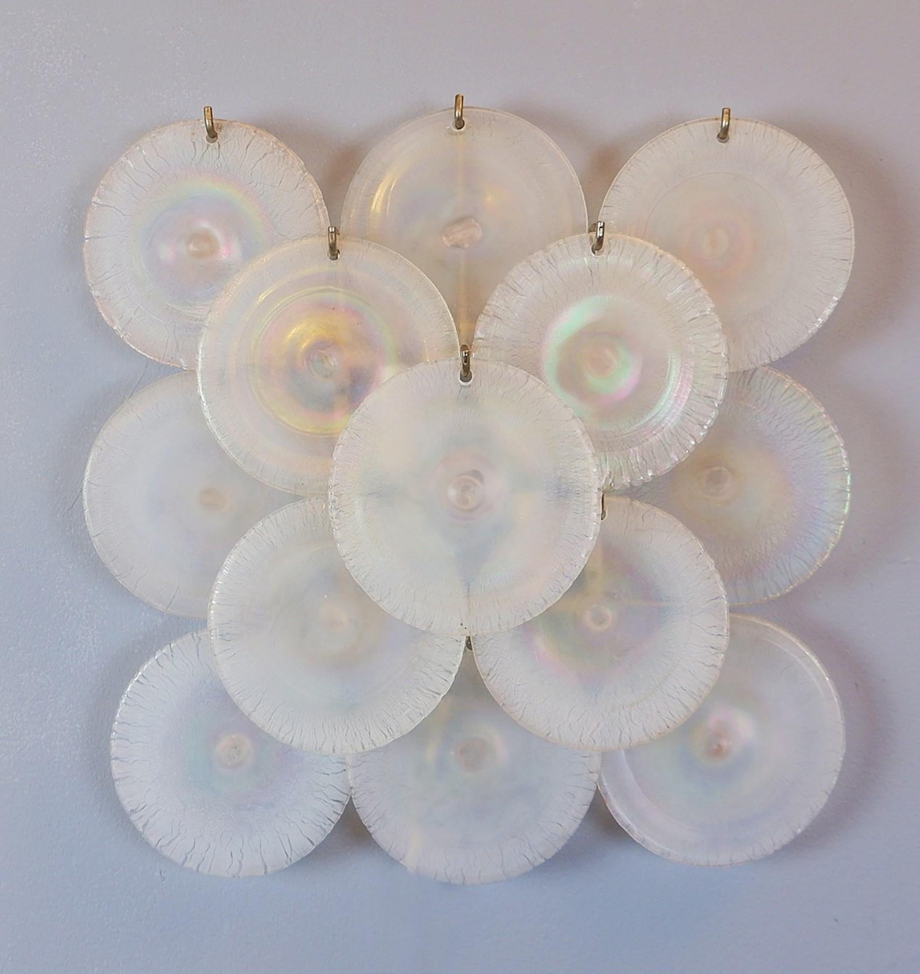Mid-20th Century Pair of Carlo Nason Wall Lamps with Murano Glass Discs 1960s '2 Pairs Available'