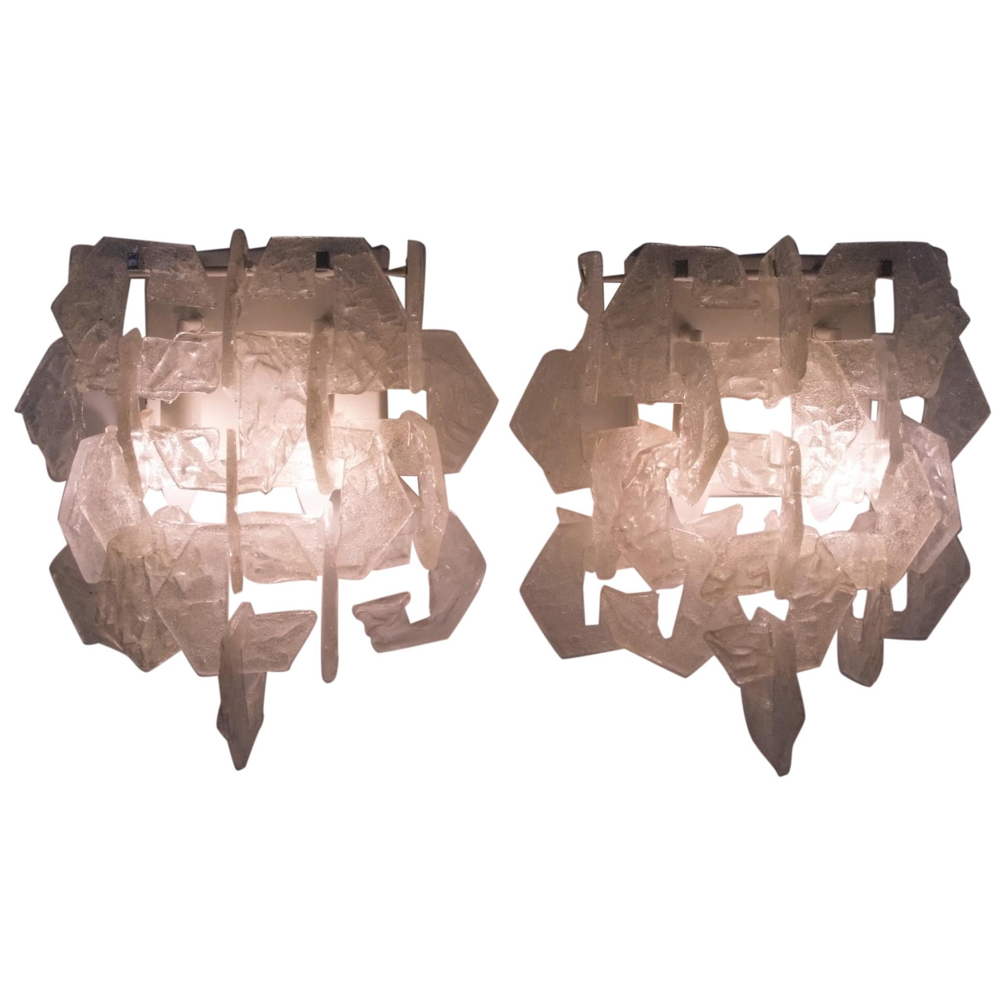 Pair of Carlo Nason Wall Sconces for Mazzega, Italy