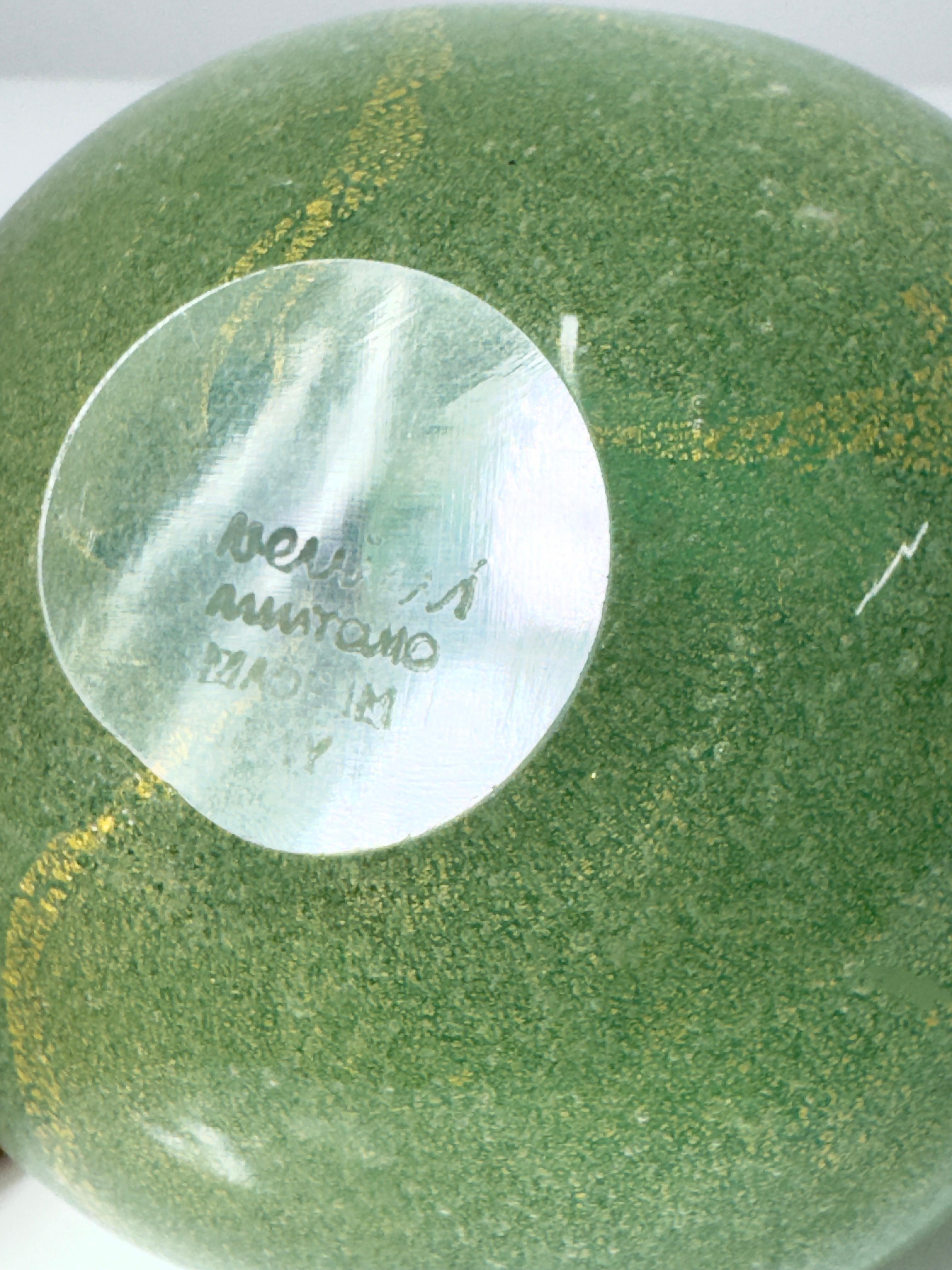 Pareja de cuencos de cristal verde Carlo Scarpa Sommerso Bollicine para Venini Italia Años 30 en venta 5