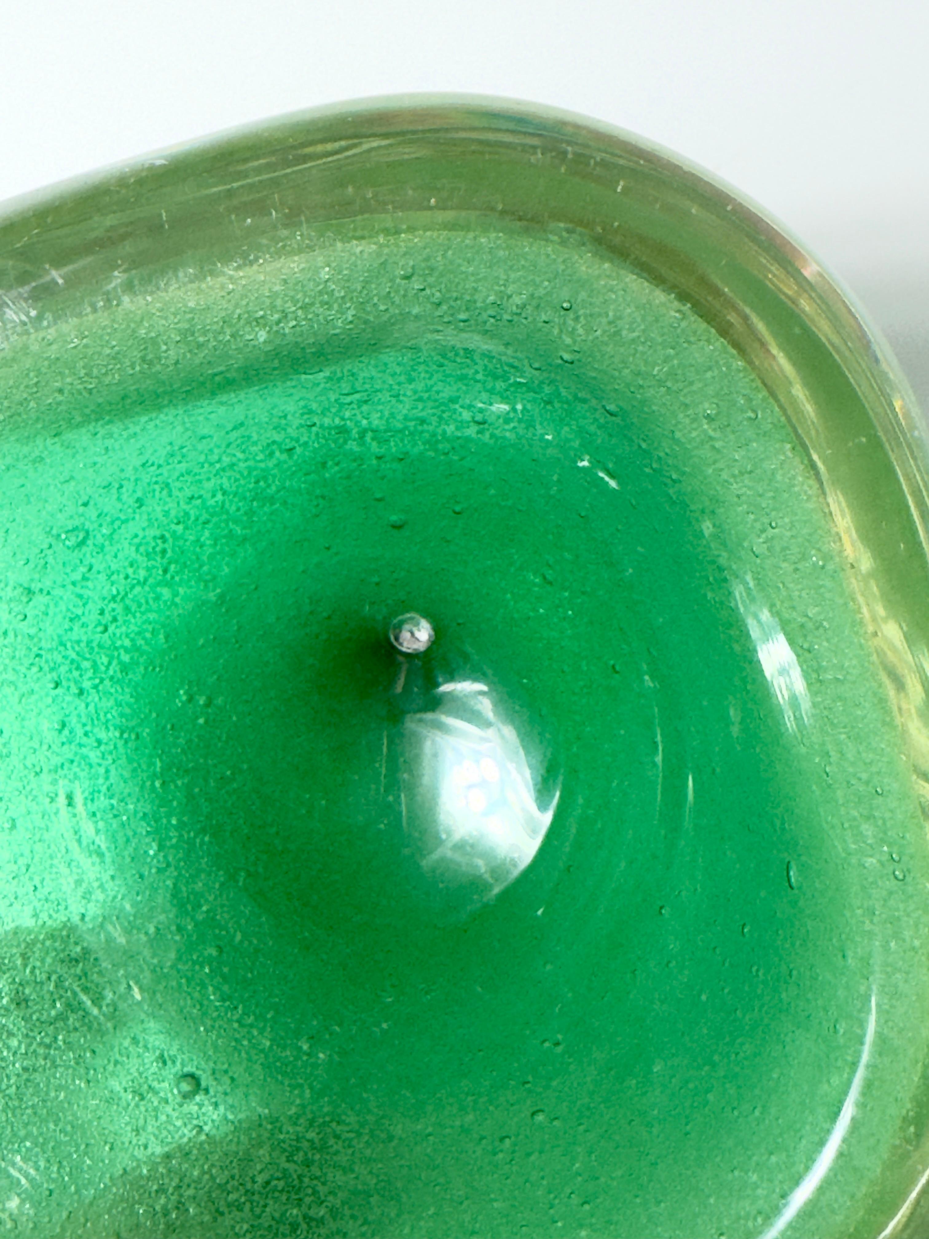Pareja de cuencos de cristal verde Carlo Scarpa Sommerso Bollicine para Venini Italia Años 30 en venta 6