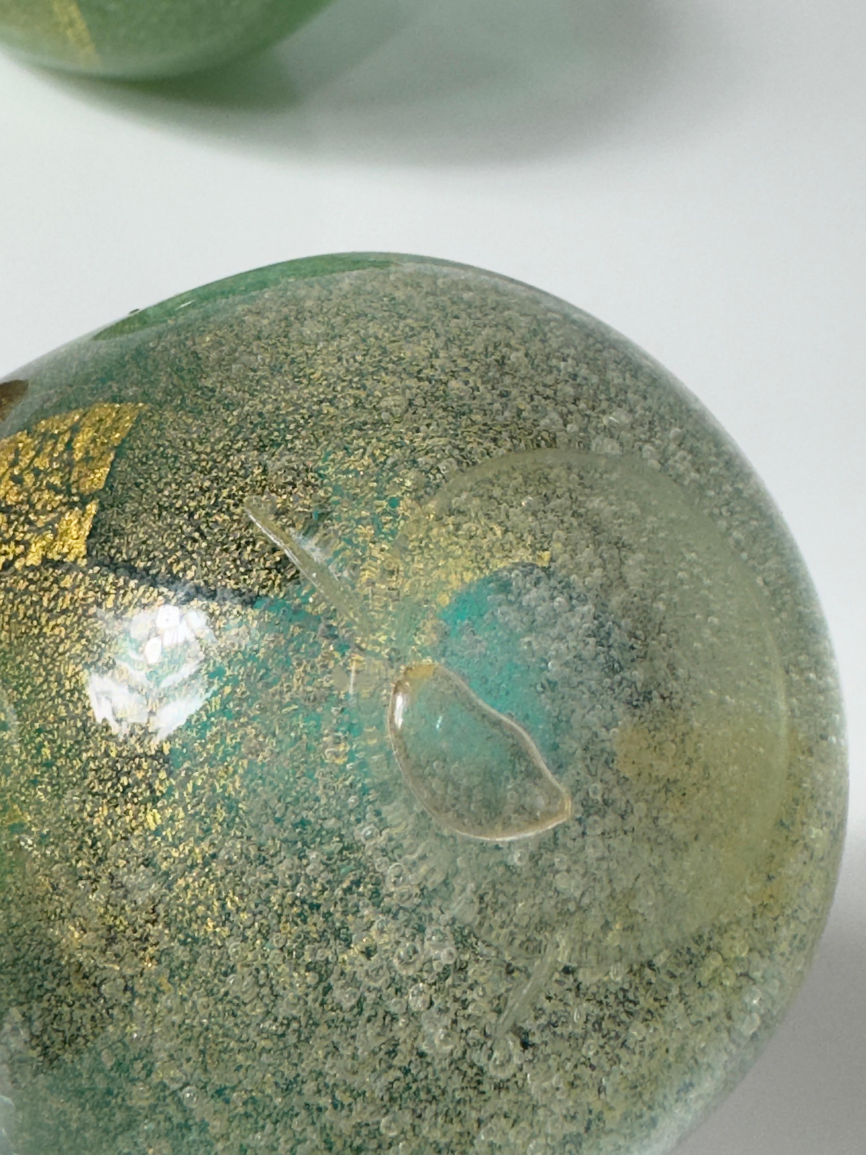 Pareja de cuencos de cristal verde Carlo Scarpa Sommerso Bollicine para Venini Italia Años 30 en venta 7