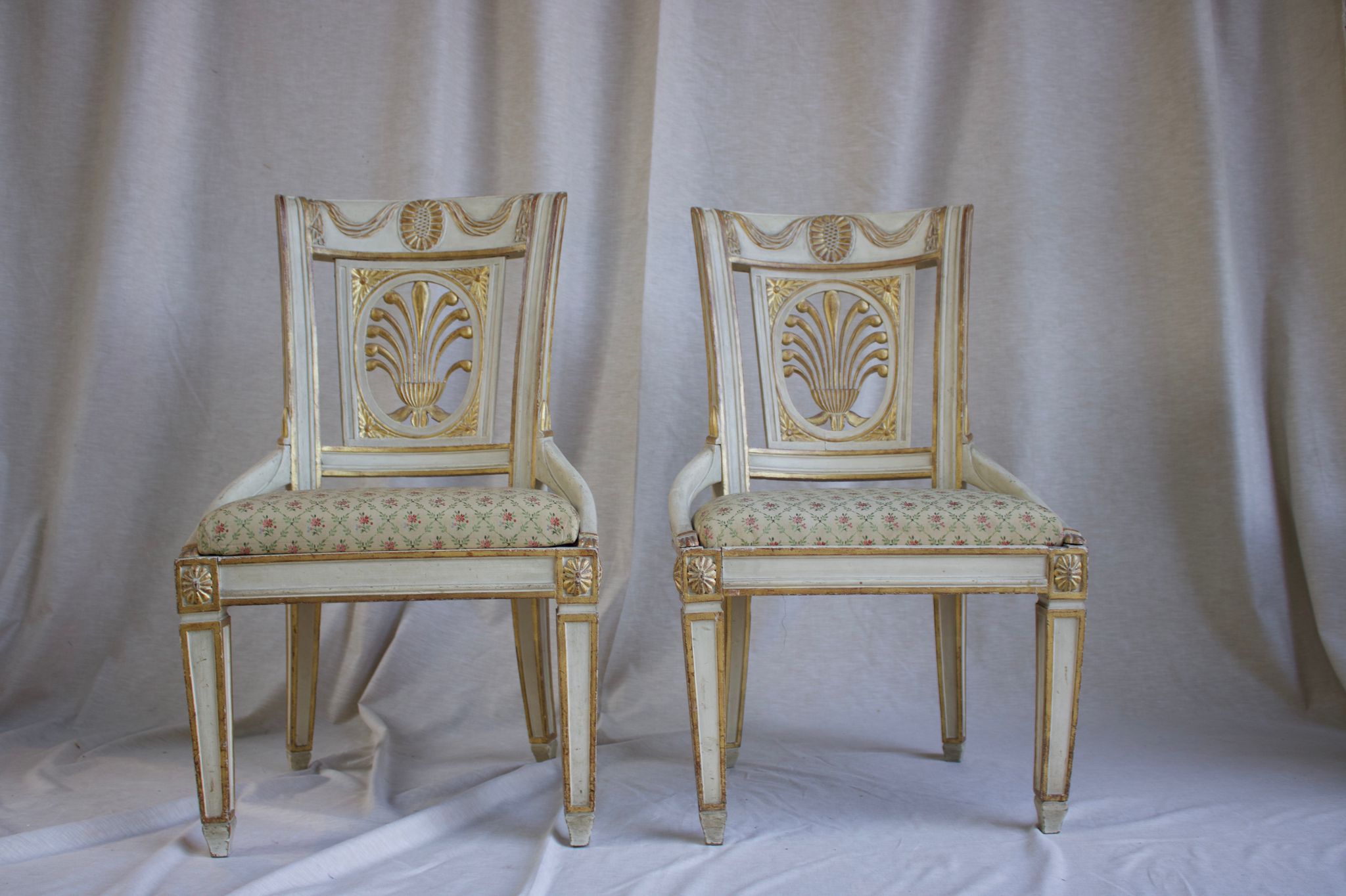 Pair of Carlos IV chairs For Sale