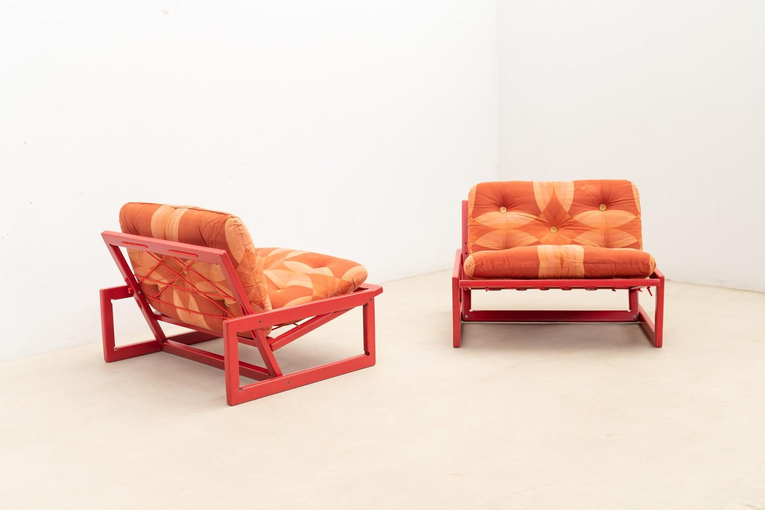 Fabric Pair of Carlotta Lounge Chair by Tobia & Afra Scarpa for Cassina, Italy For Sale